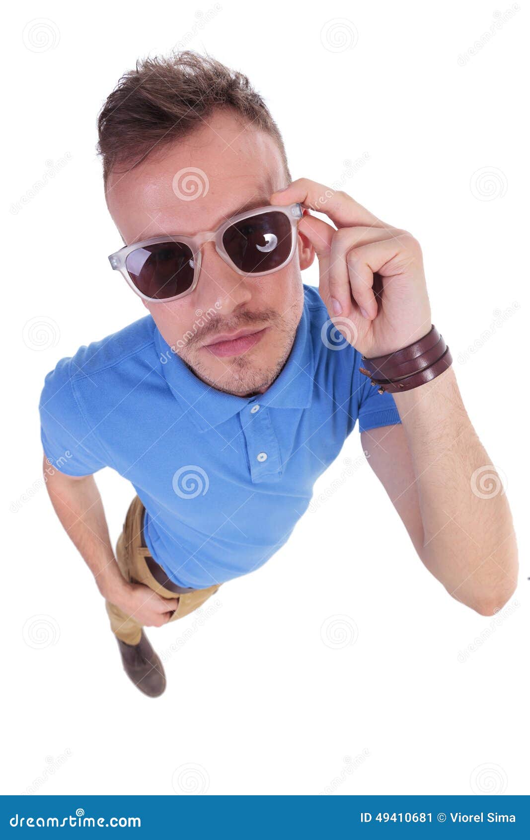 Casual Young Man Holds His Sunglasses Stock Image - Image of male ...