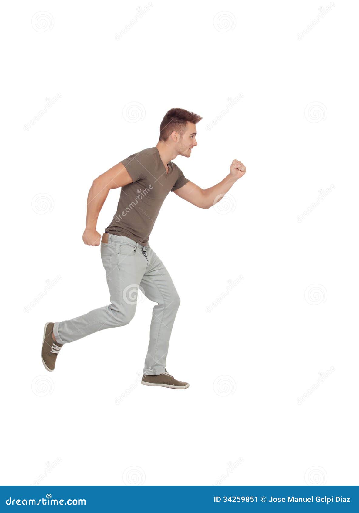 Casual young man running stock image 