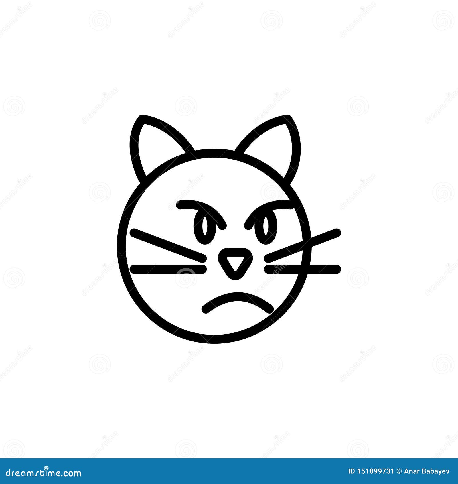 Cat Angry Emoji Outline Icon. Signs and Symbols Can Be Used for