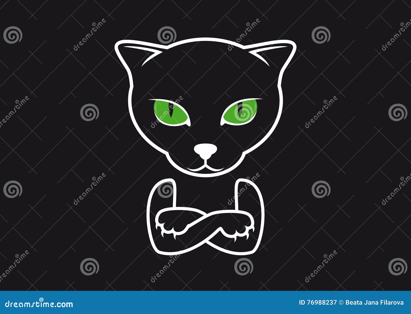 Cat with Arms Crossed Vector Stock Vector - Illustration of boss, arms