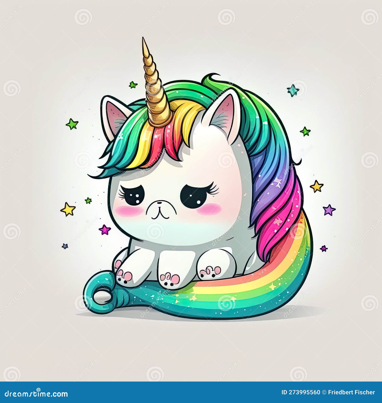 Cute unicorn kawaii chibi drawing style Royalty Free Vector