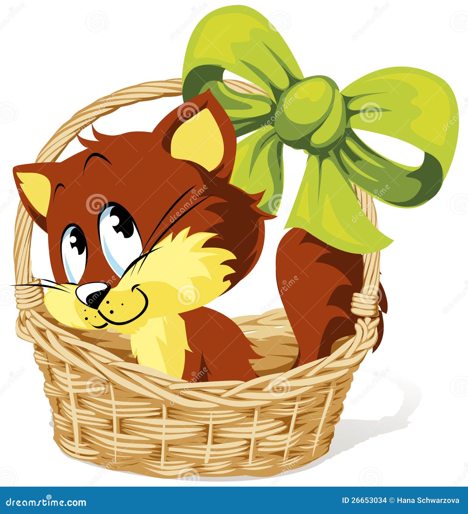 Cat in a basket stock vector. Illustration of beige, sheepish 26653034
