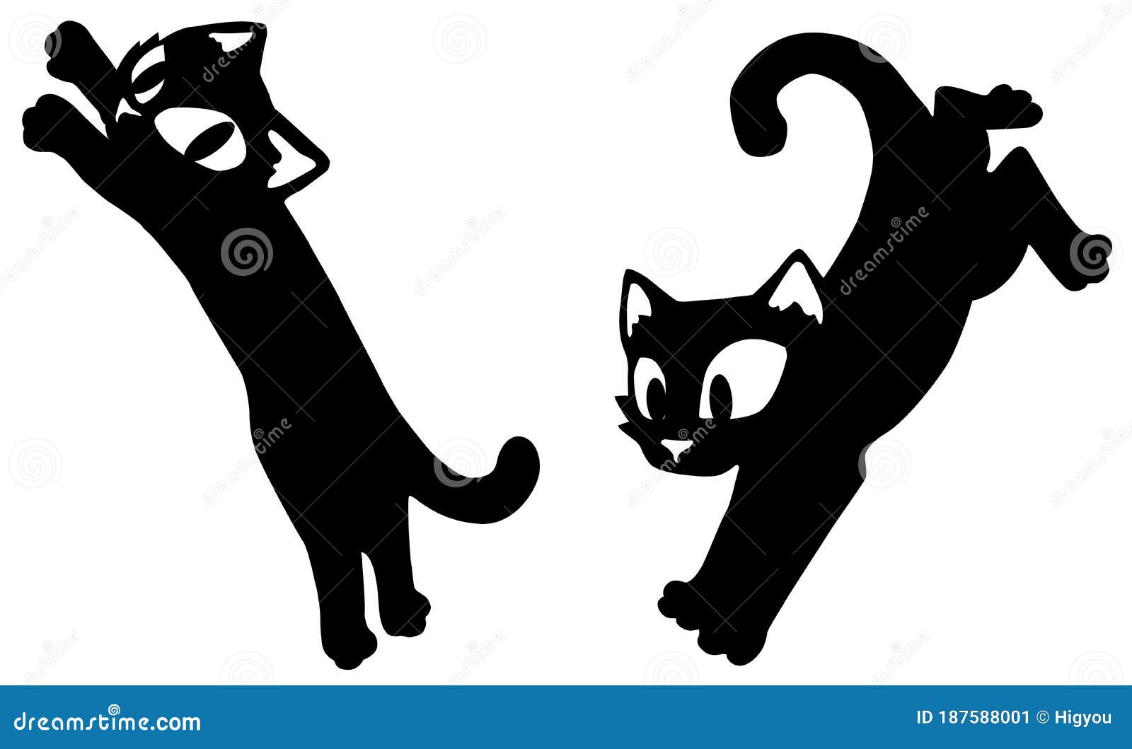  Cat  Black Pounce  Jump Poses  Stock Vector Illustration 