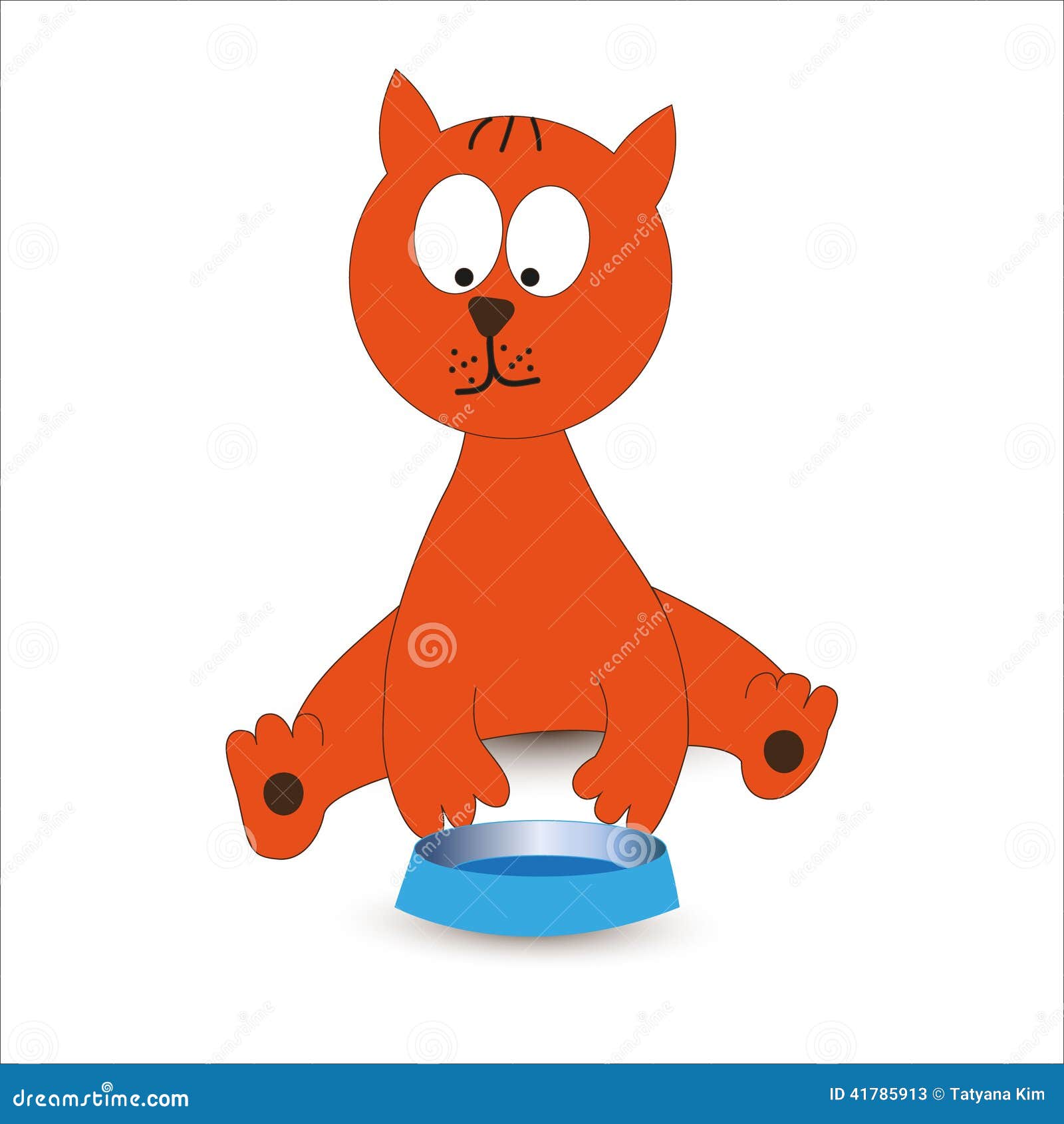 Cat with Bowl illustration de vecteur. Illustration du brun 41785913