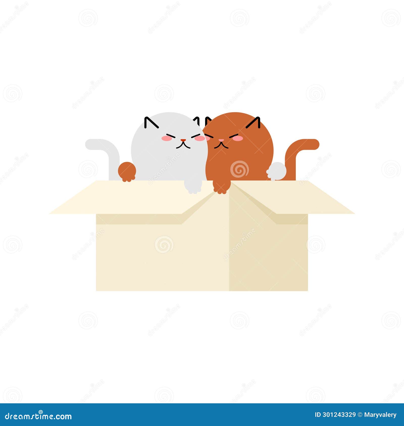 Cat in Box. Pet in Cardboard Box Stock Vector Illustration of fluffy