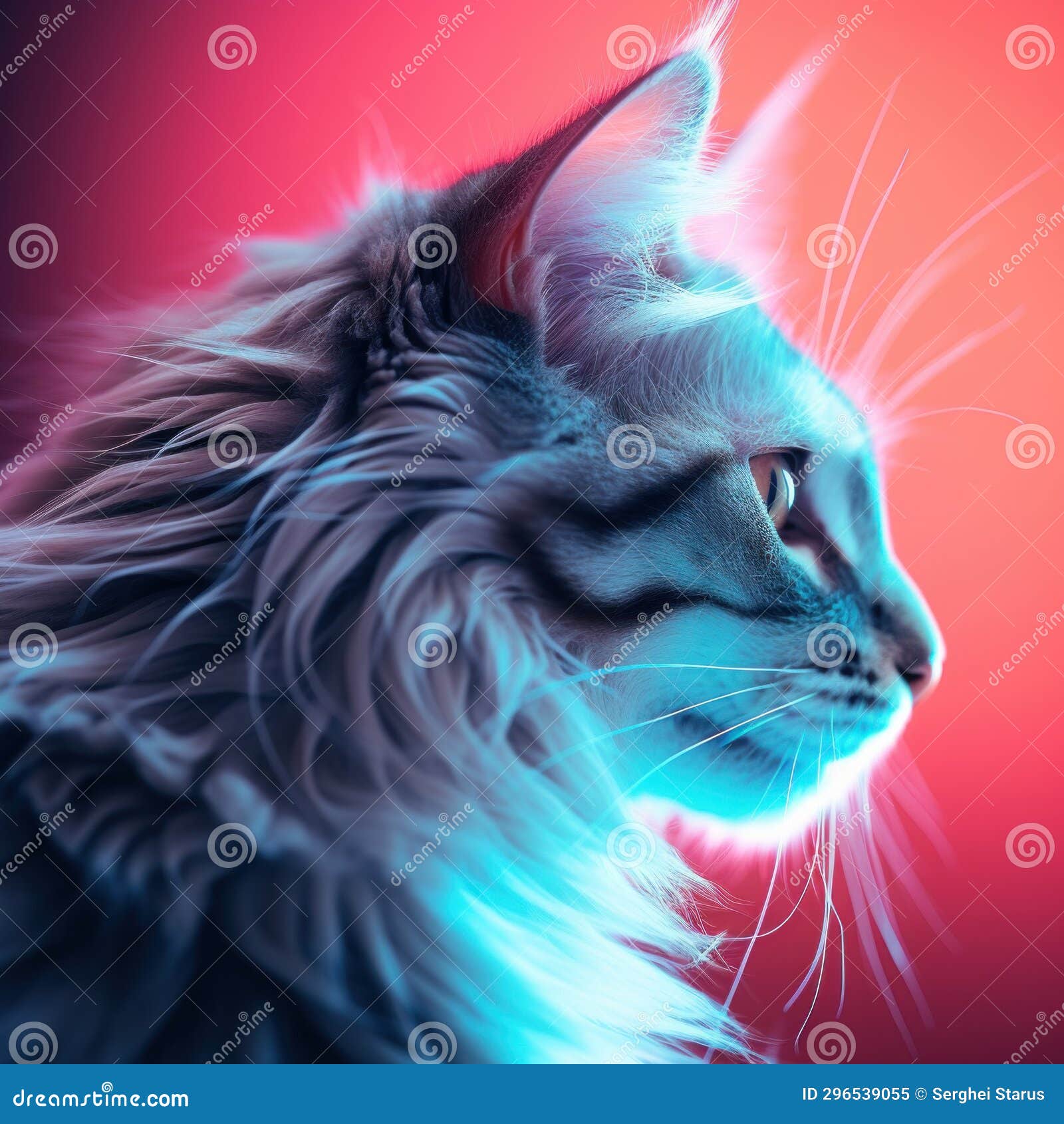 A Cat with Bright Blue Eyes and Long Hair, AI Stock Image Image of