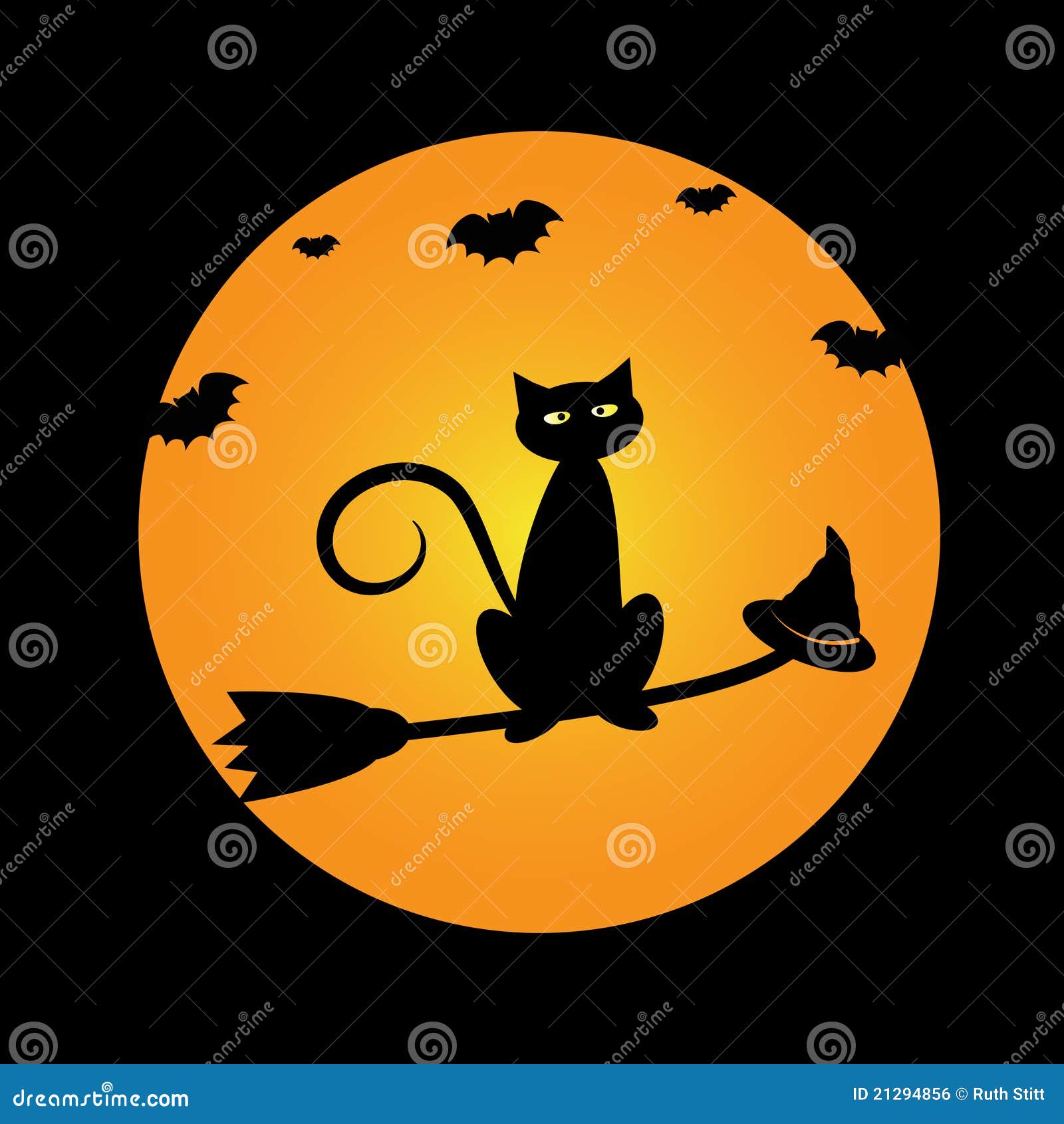 Cat On Broomstick Royalty Free Stock Image Image 21294856