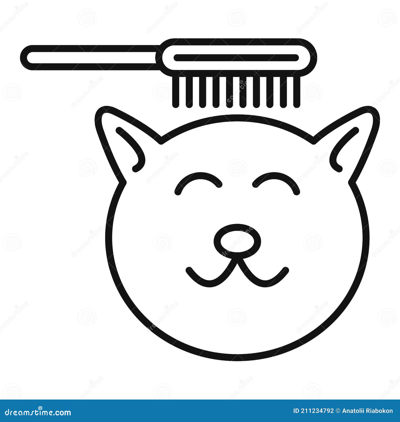 Cat Brush Icon, Outline Style Stock Vector Illustration of food