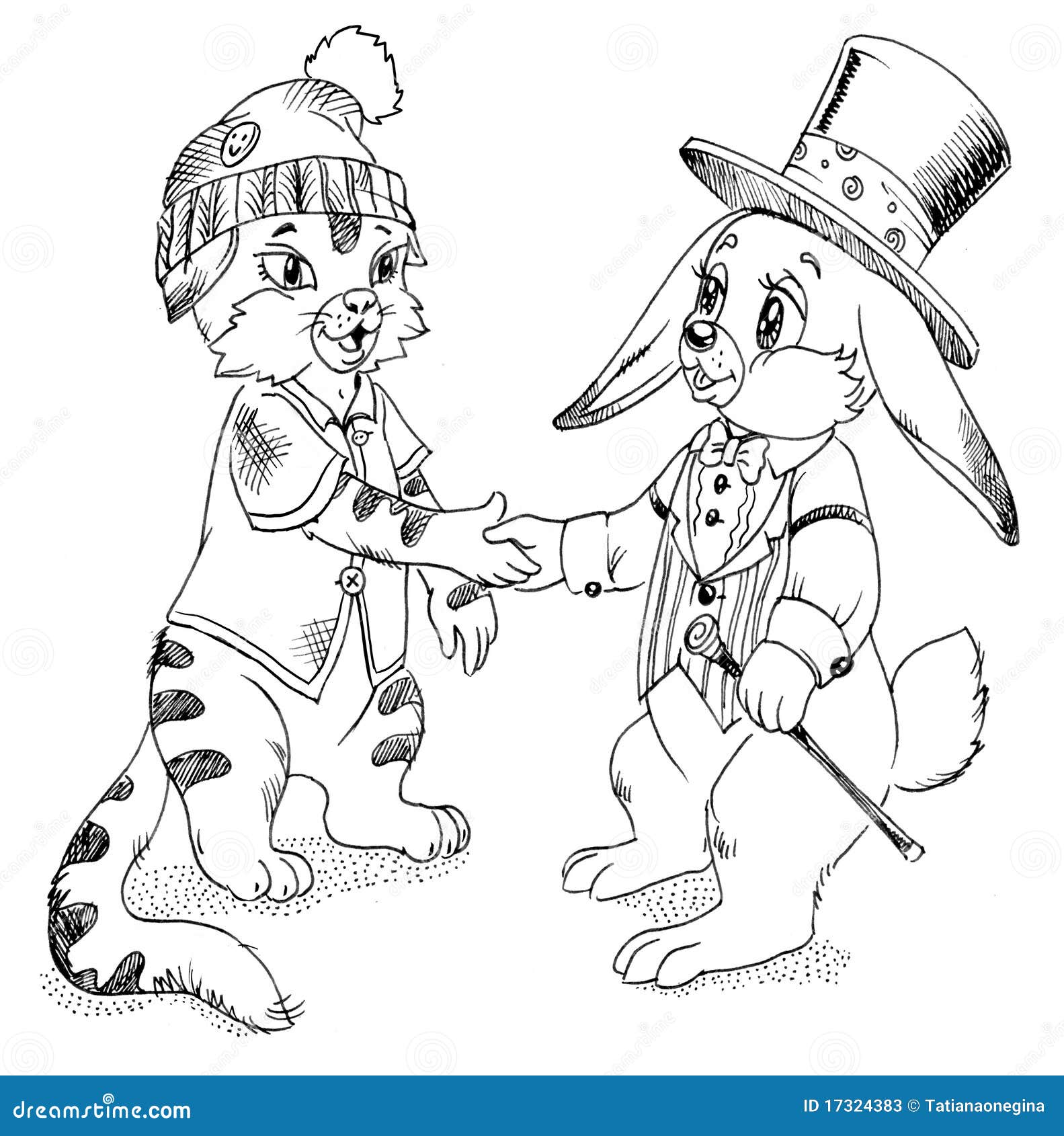 Cat and Bunny stock illustration. Illustration of meeting 17324383