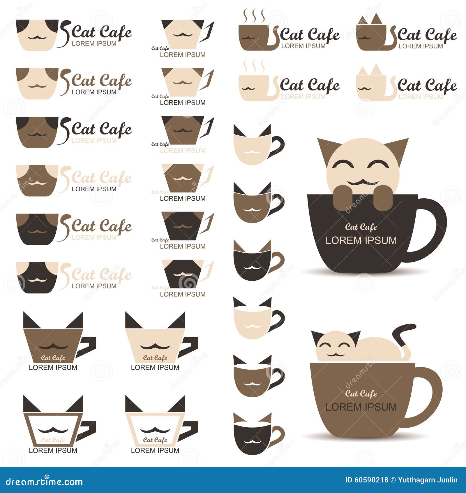 Cat Cafe Logo ilustración del vector. Ilustración de forma 60590218