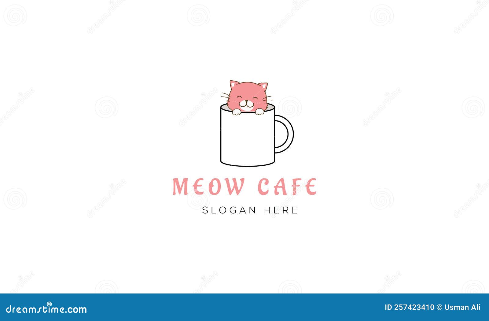 Cat Cafe Logo Design Vector Template Stock Vector Illustration of