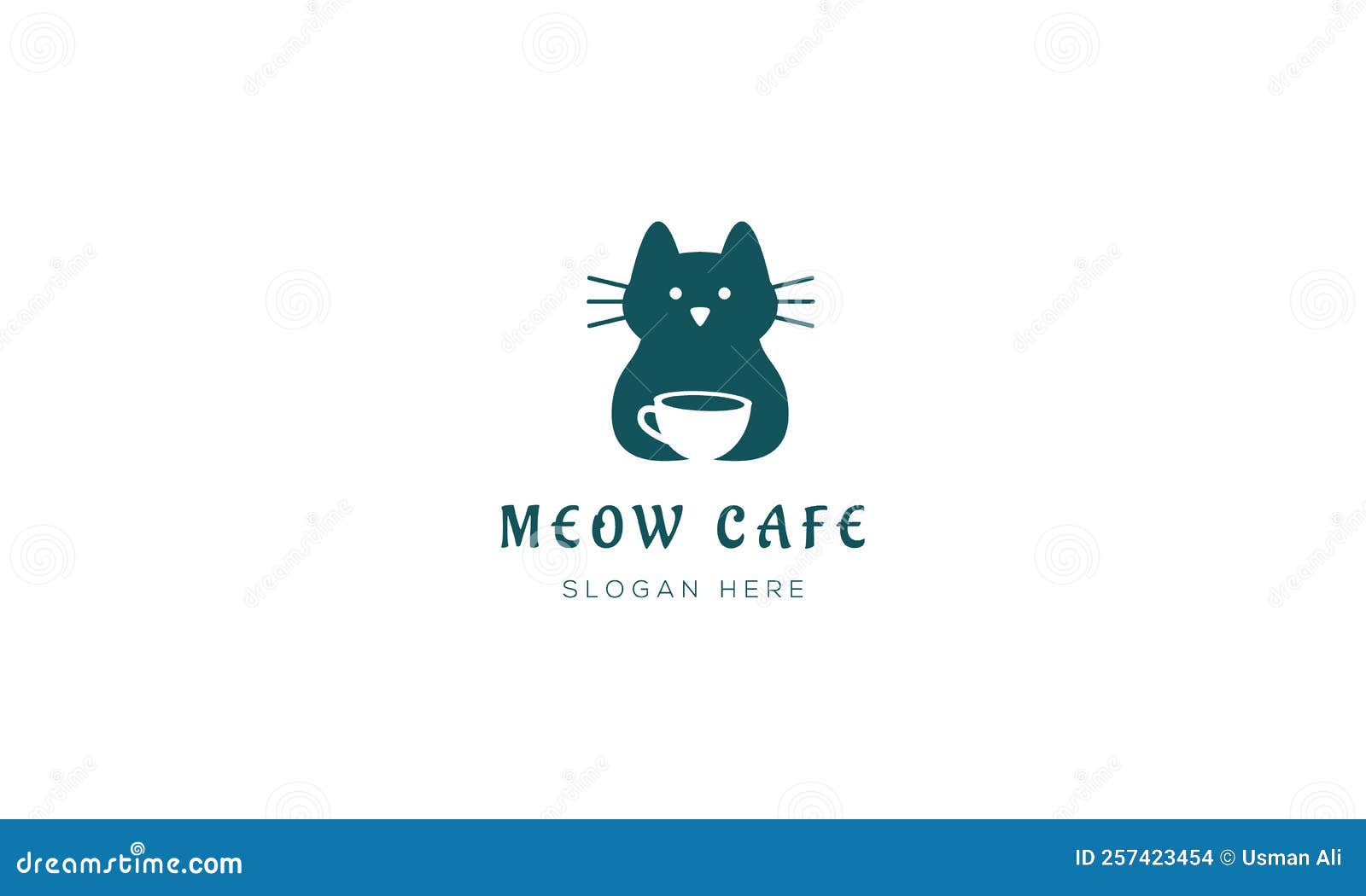 Cat Cafe Logo Design Vector Template Stock Vector Illustration of icon, minimal 257423454