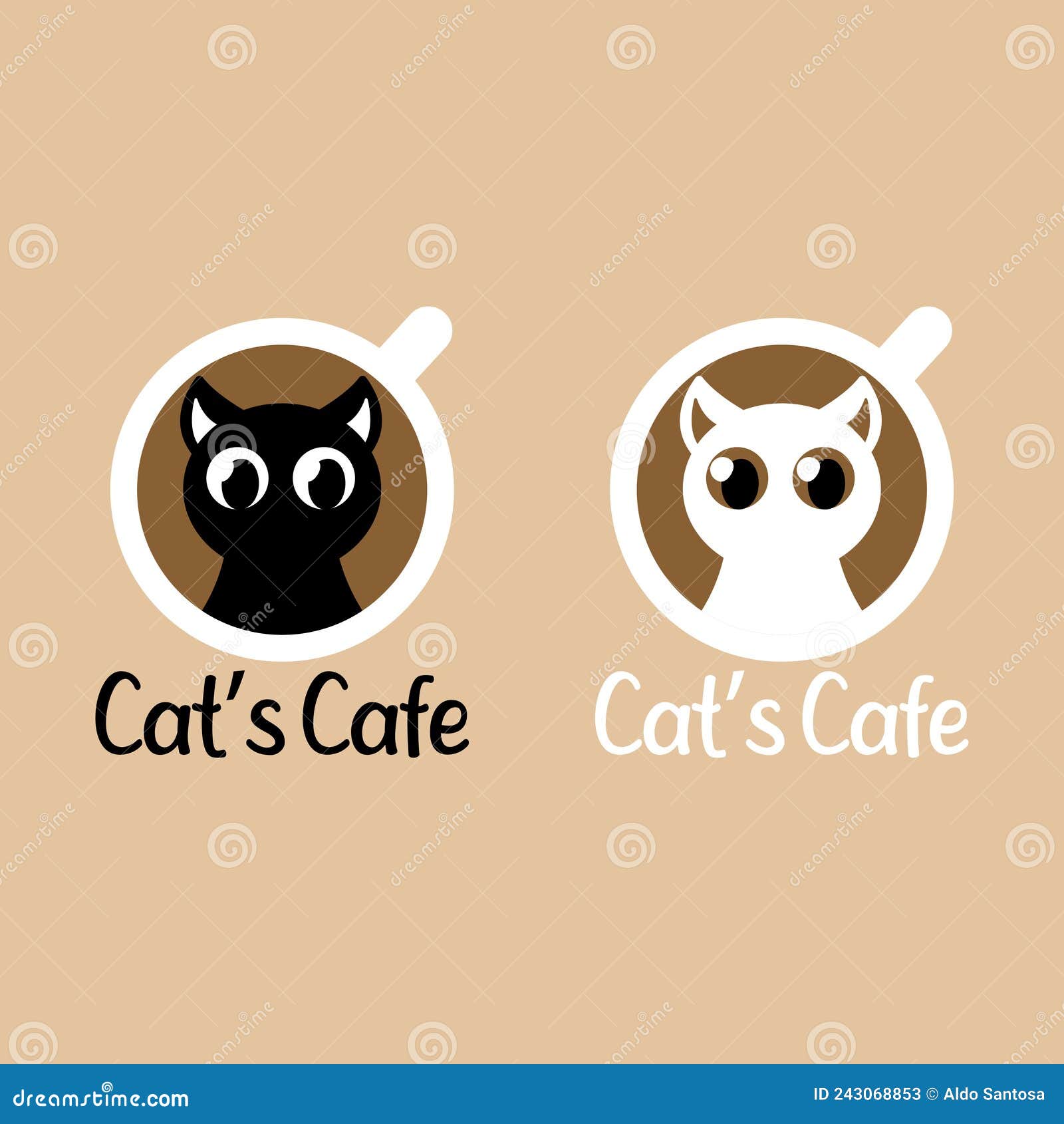 Cat cafe logo illustration stock vector. Illustration of kitten 243068853