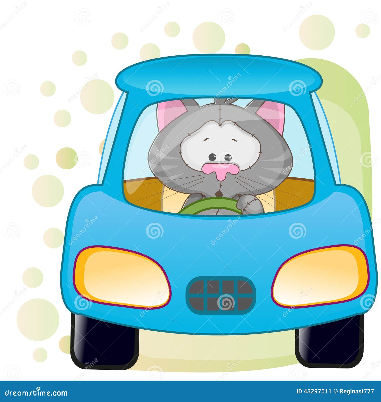 Cat in a car stock vector. Illustration of cute, motor 43297511
