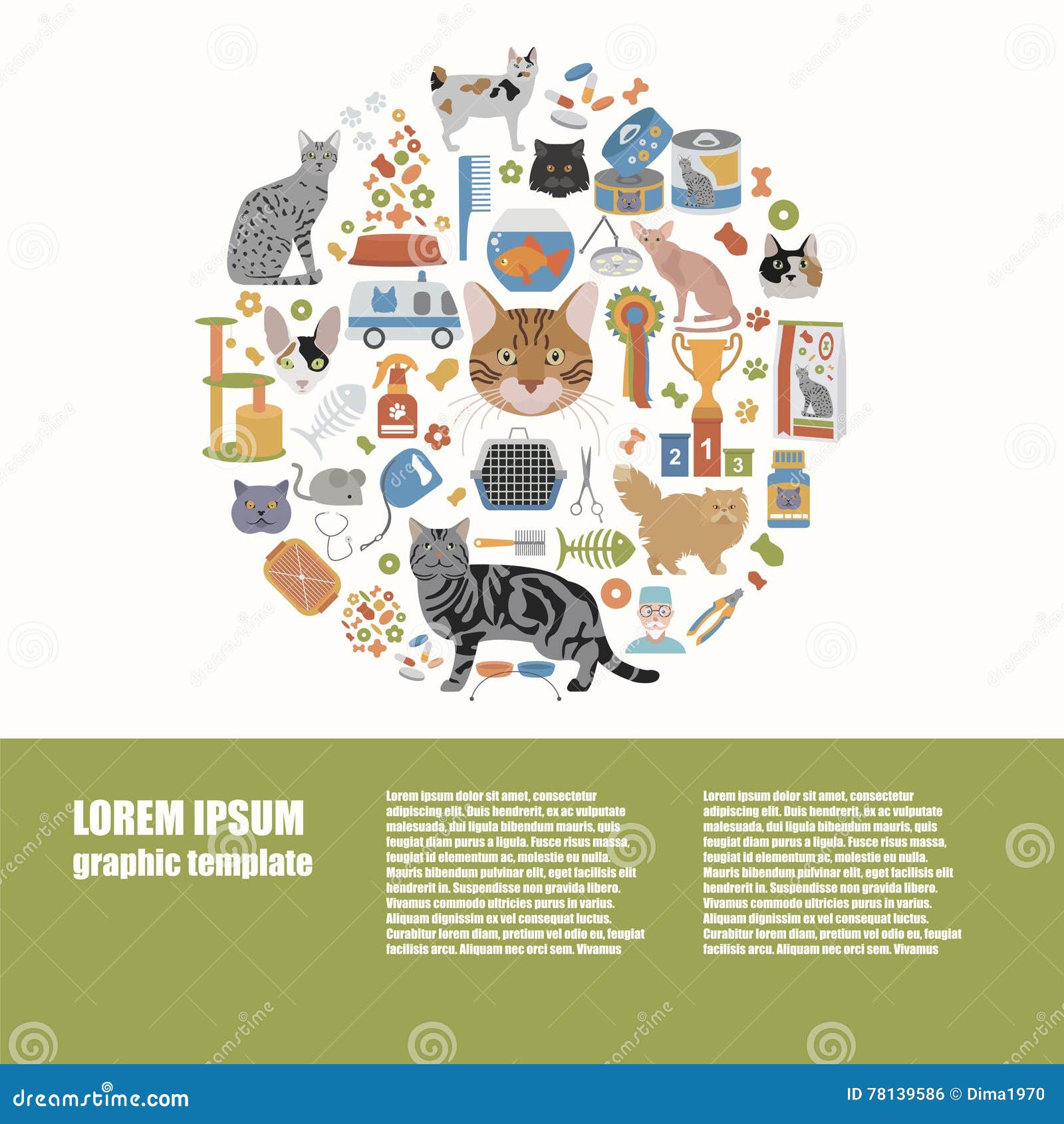 Cat icon set vector illustration symbol Stock Vector by ©slalomop 107069186