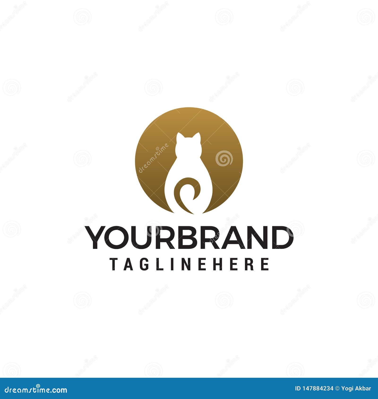 2 Cats Icon Vector Logo On Yellow Circle Royalty Free SVG
