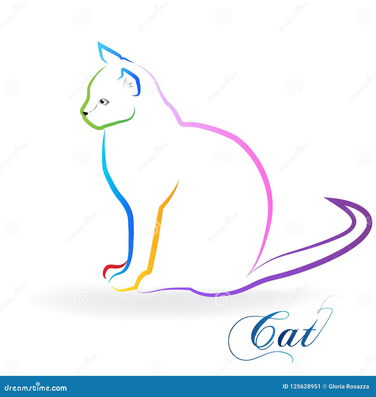 Cat Colorful Line Art Icon Illustration Logo Symbol Stock Vector ...