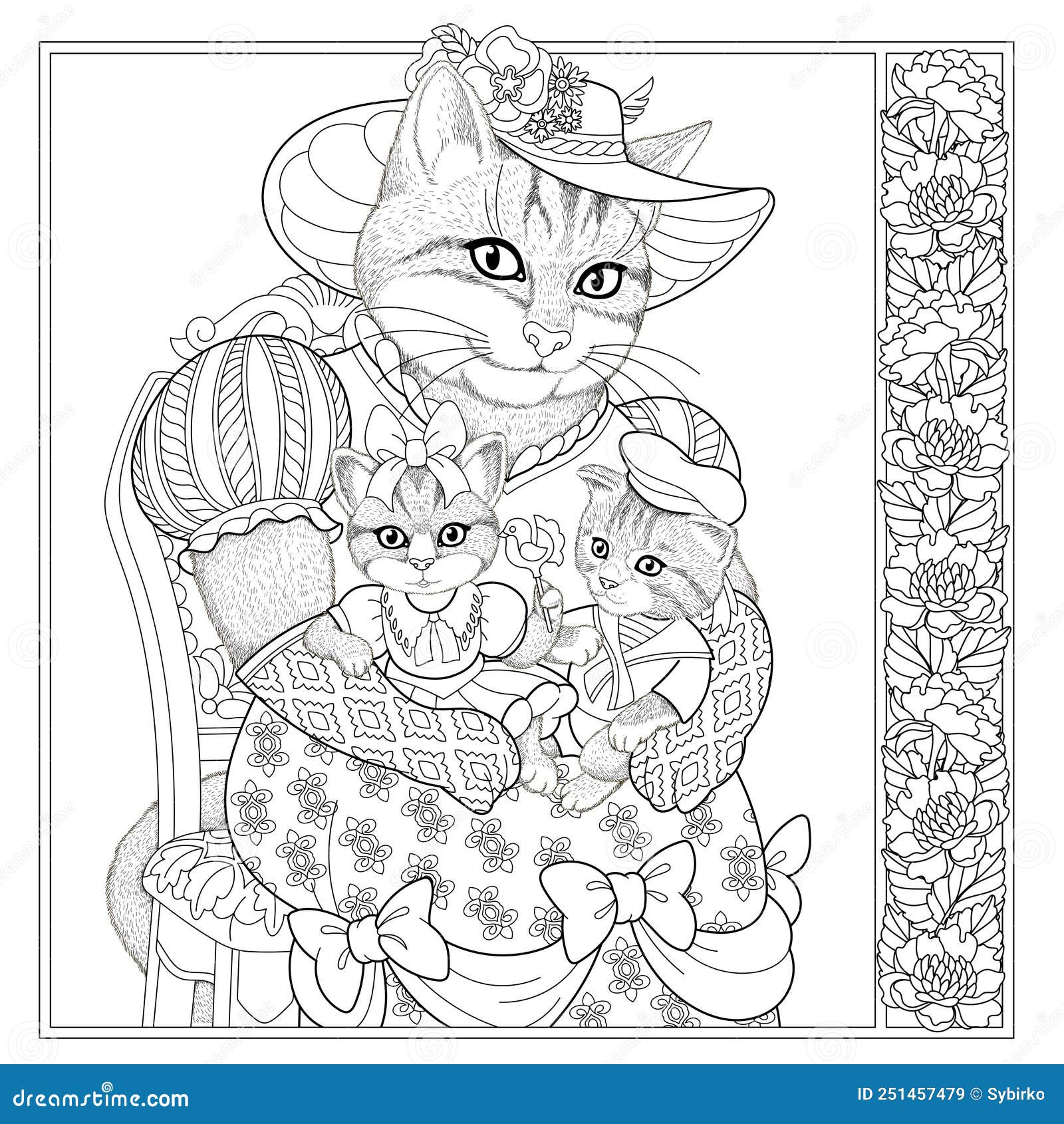 Cat Mother Her Kitten Coloring Book Stock Vector (Royalty Free) 403876795