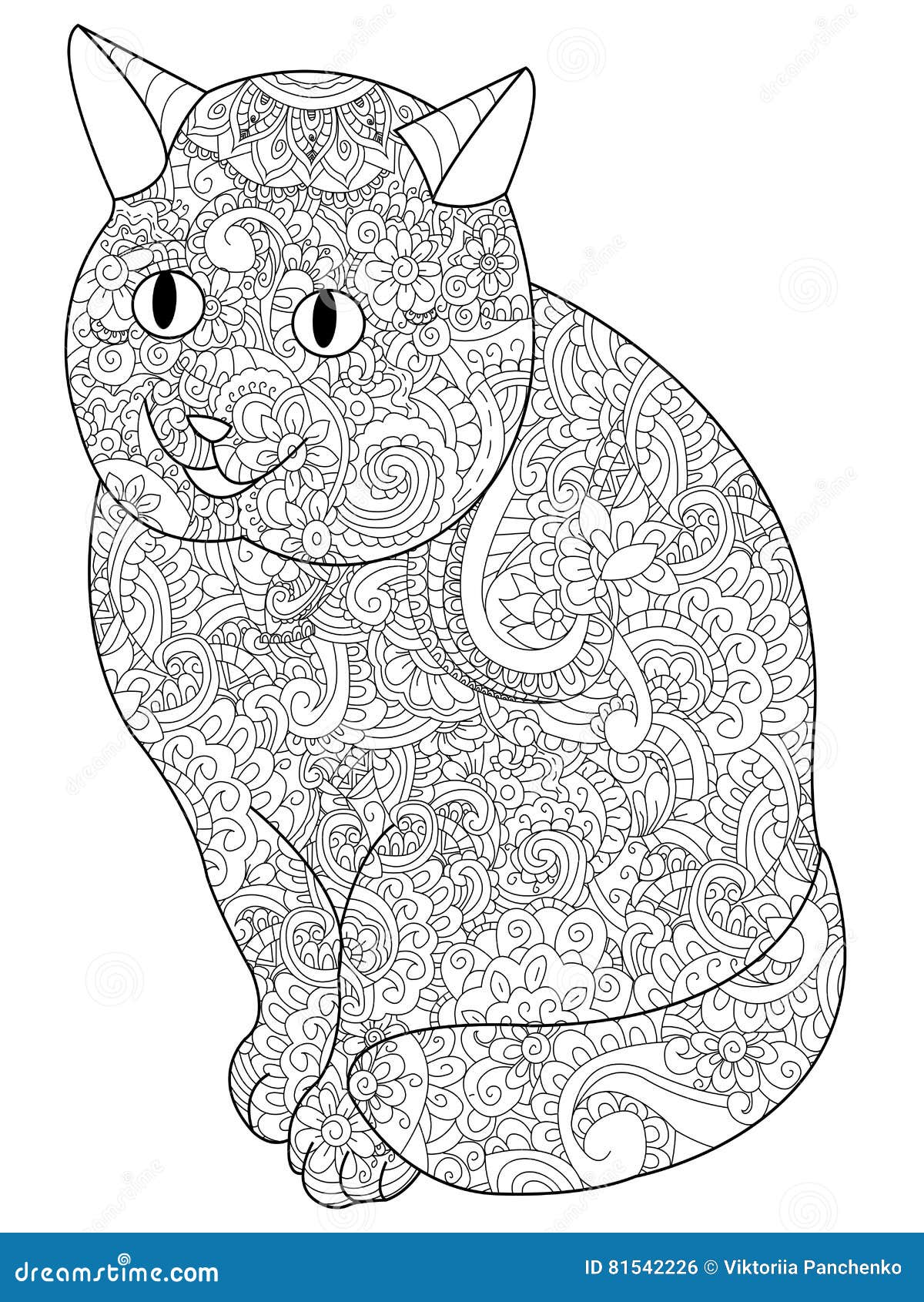 Cat Coloring Book Vector for Adults Stock Vector - Illustration of