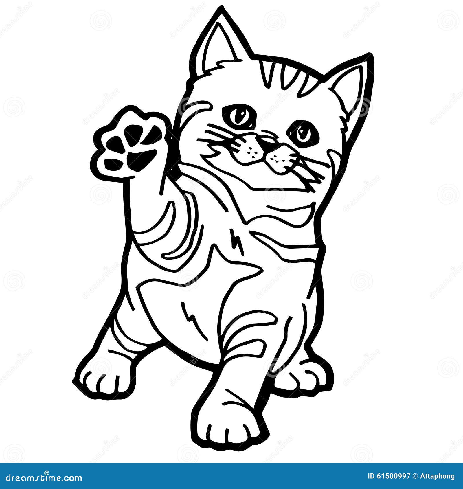 Cat Coloring Page stock vector. Image of green, tail - 61500997