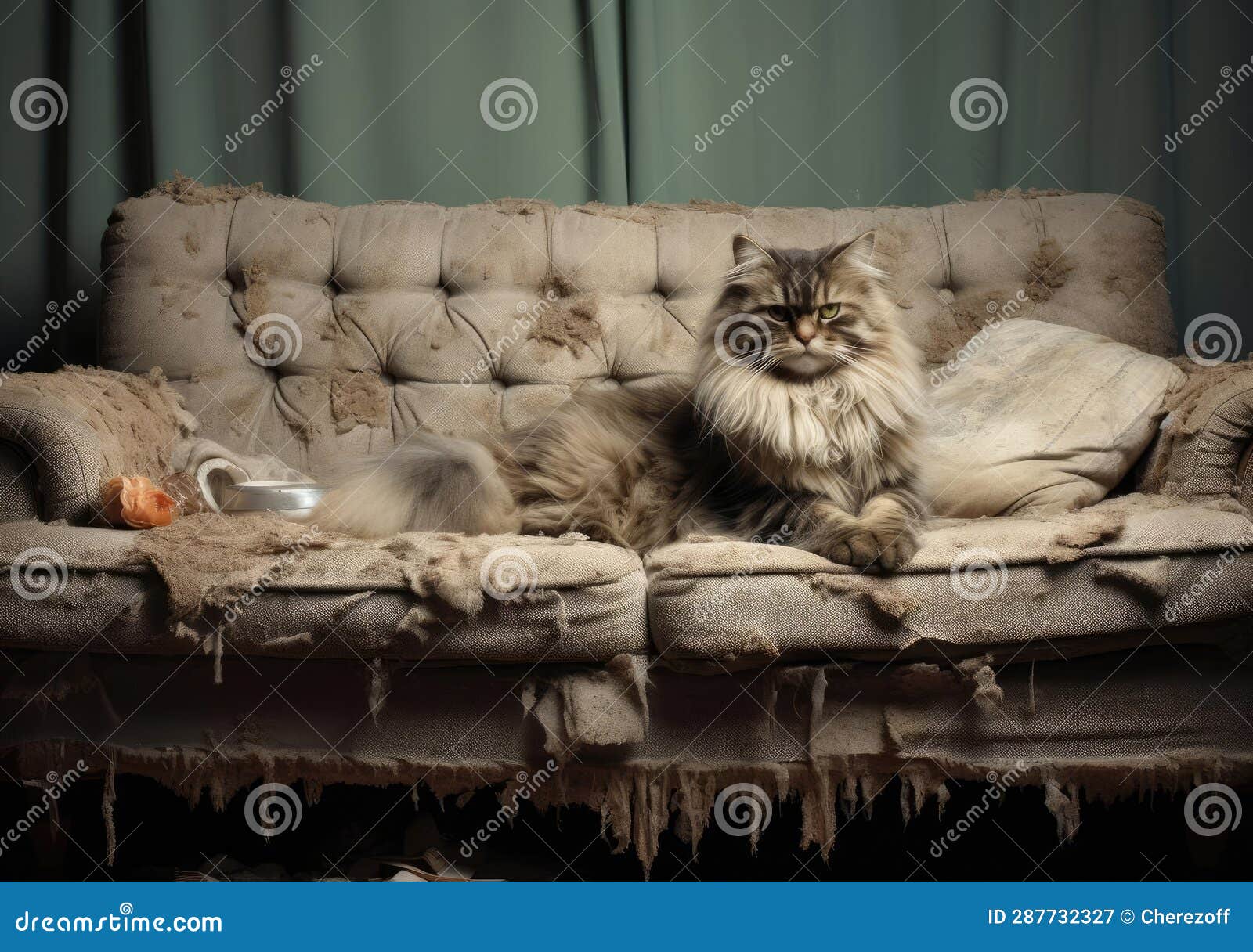 Cat on the couch stock image. Image of animal, room 287732327