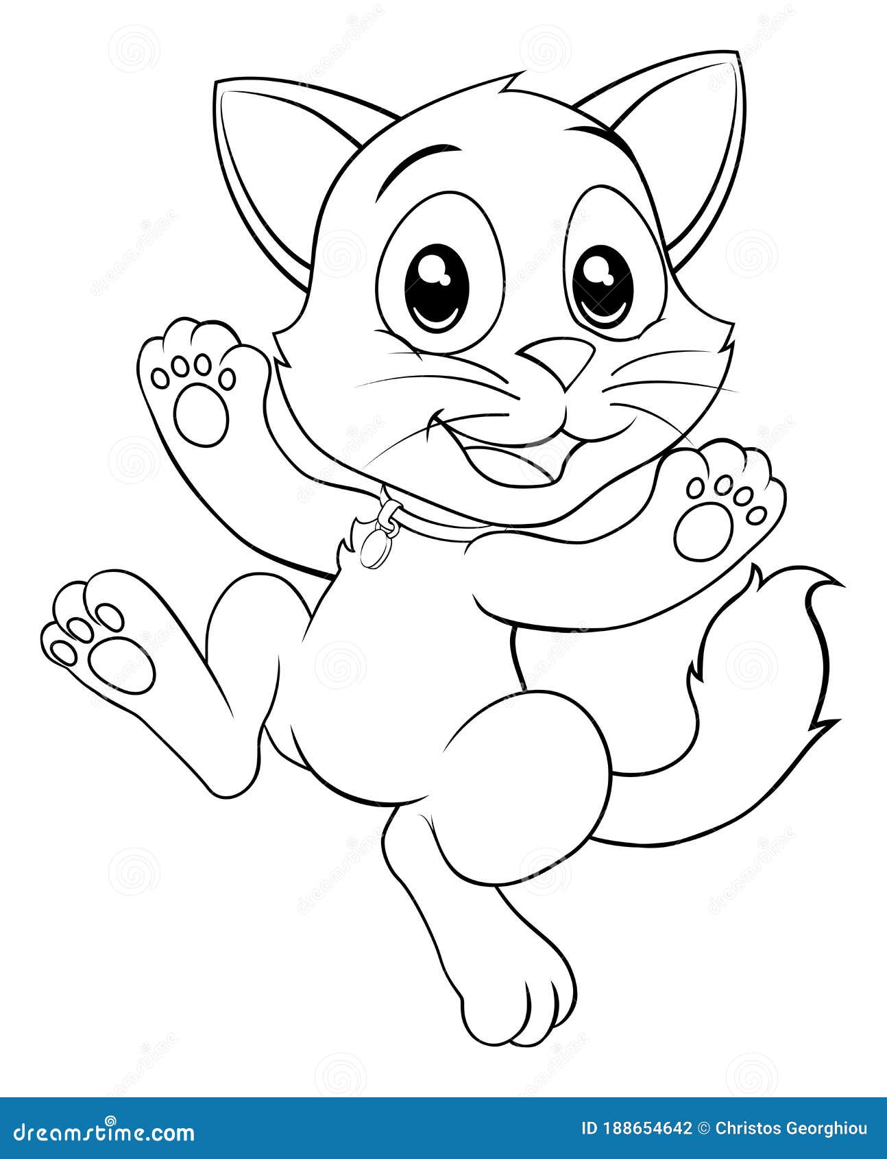 Cat Cute Cartoon Kitten Animal Coloring Book Page Stock Vector