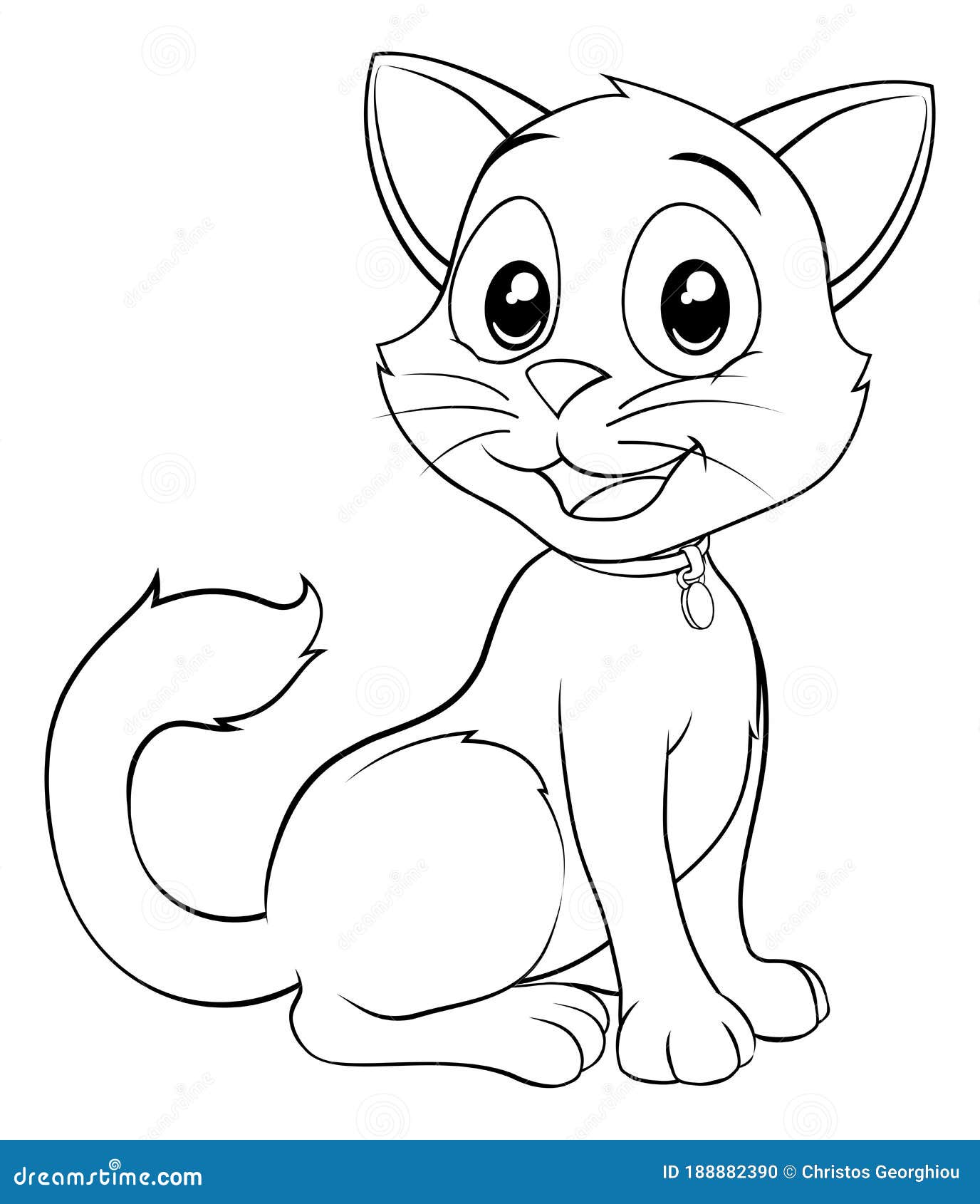 Cat Cute Cartoon Kitten Animal Coloring Book Page Stock Vector