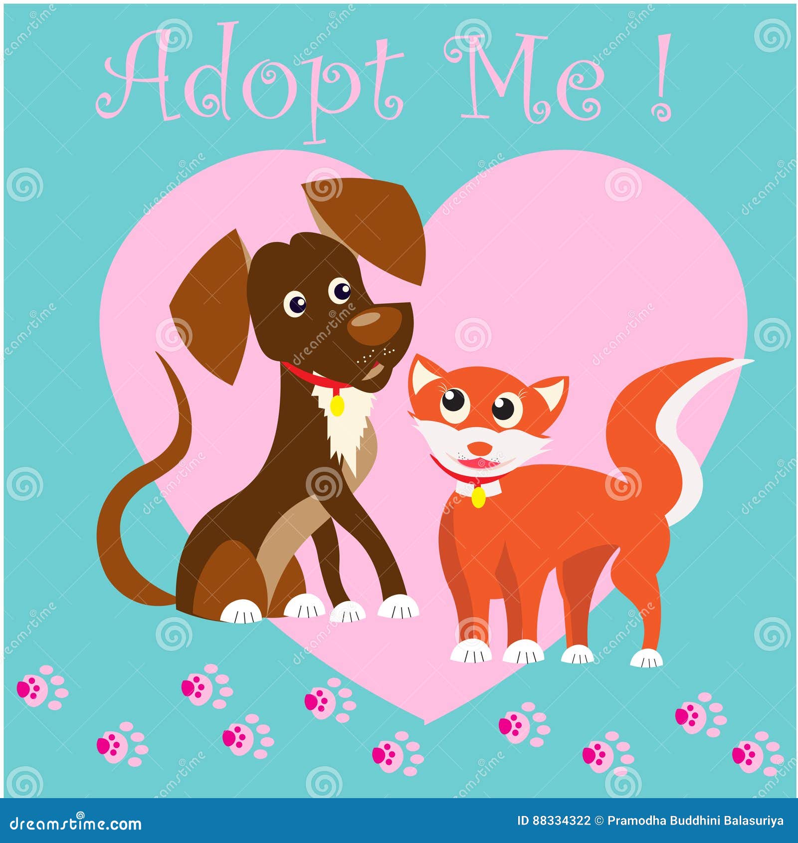 Cat and Dog Characters Best Happy Friends Adaptations Stock Vector