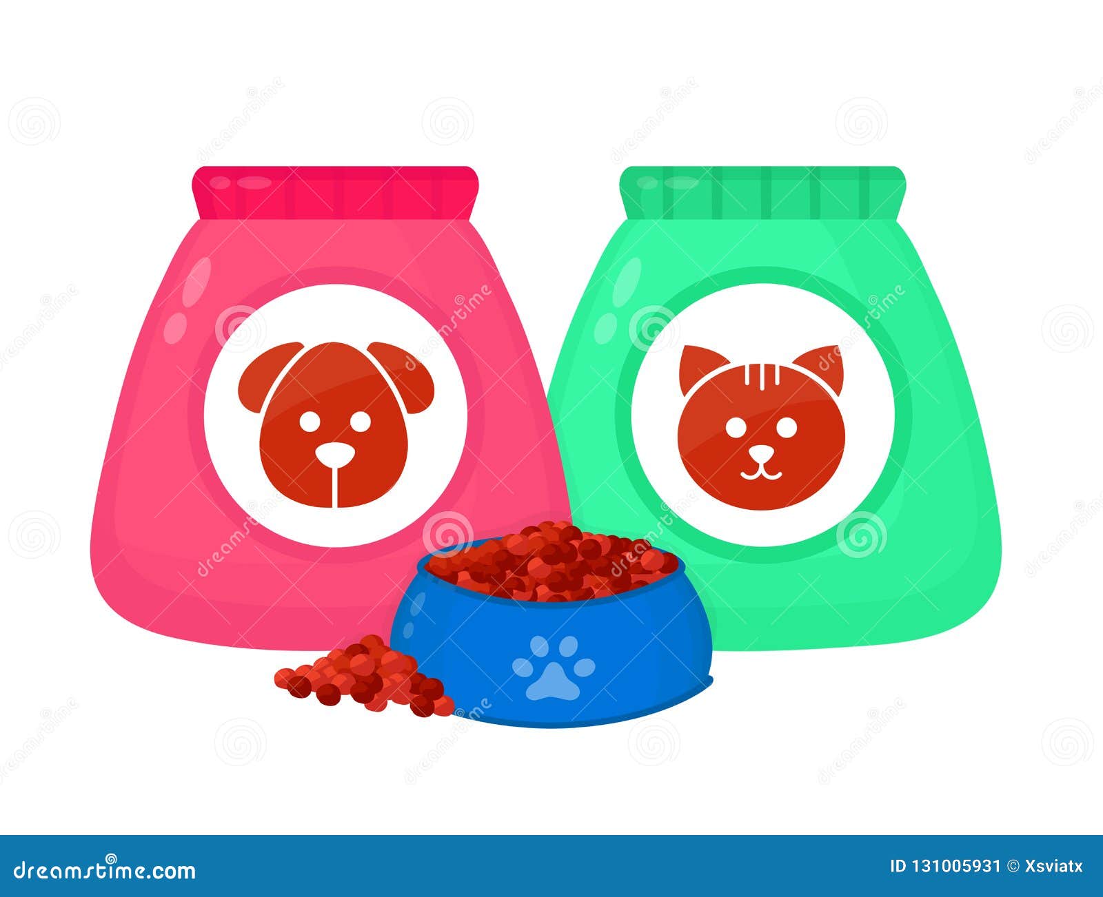 Cat and Dog Food Bag,feed in a Bowl Stock Vector - Illustration of design,  nutrition: 131005931