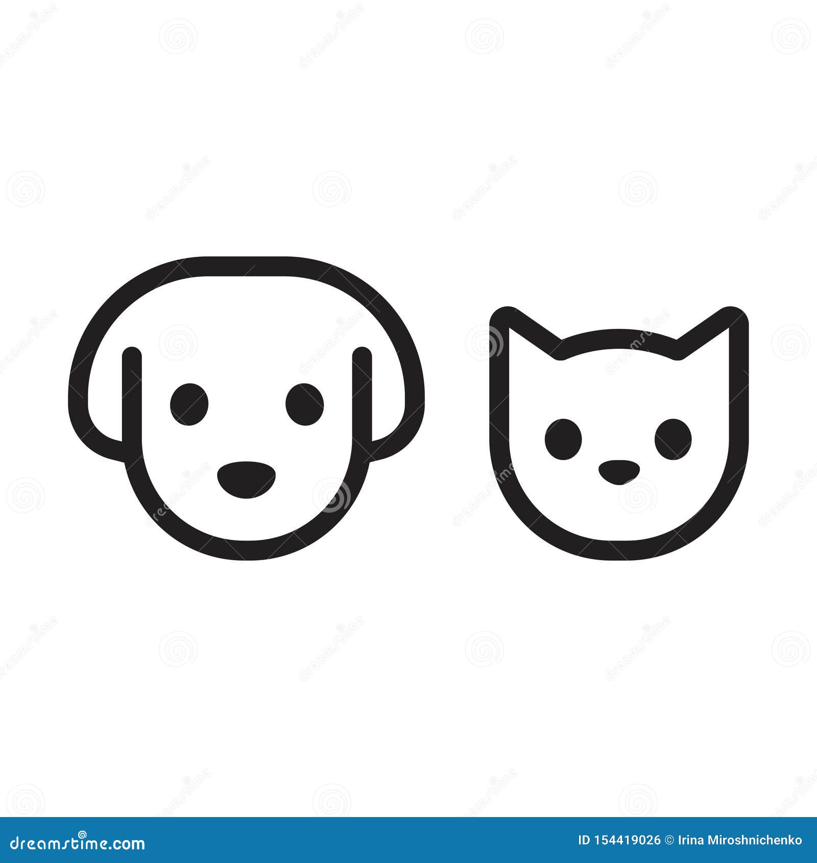 Pet dog and cat faces or heads in profile icon design element Stock Photo -  Alamy