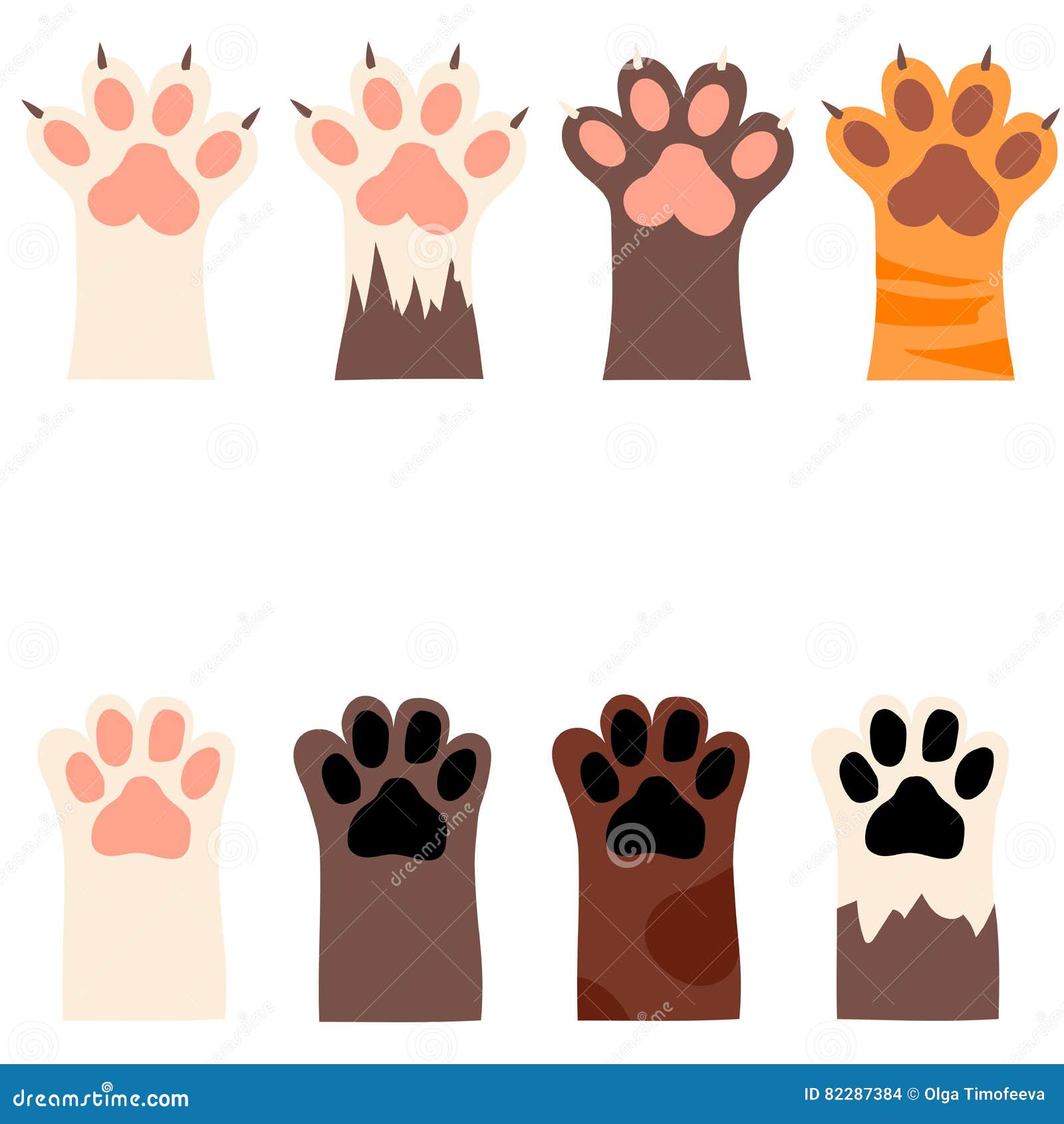 Cat And Dog Paw Print With Claws Stock Vector - Illustration Of Shape,  Animal: 82287384