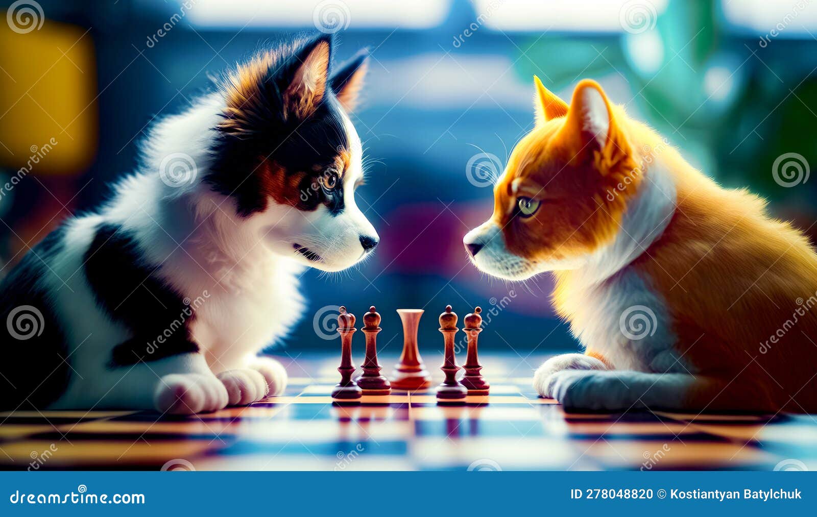 Dog Playing Chess