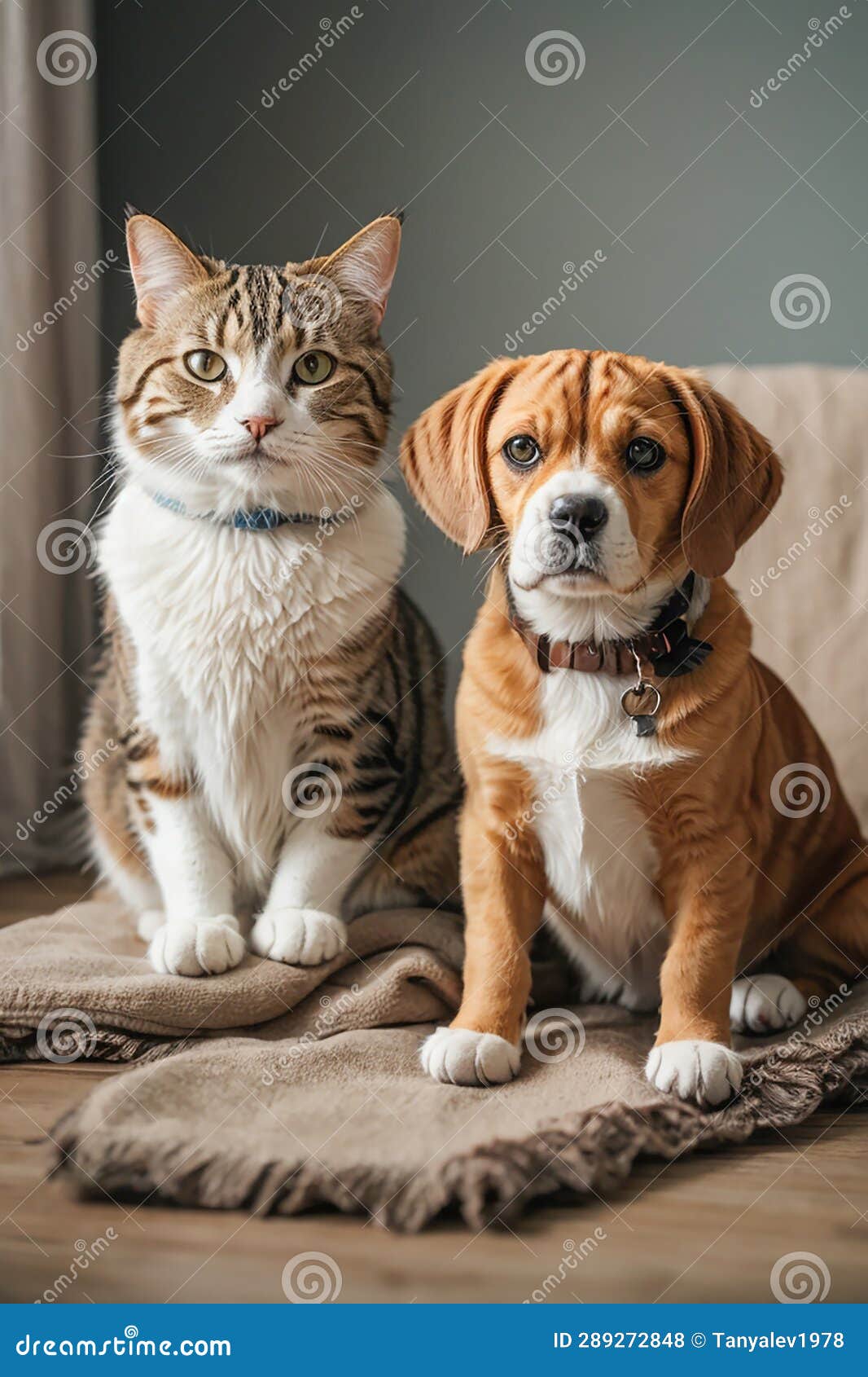 Cat and Dog Sitting Side by Side Stock Photo Image of cute, posing