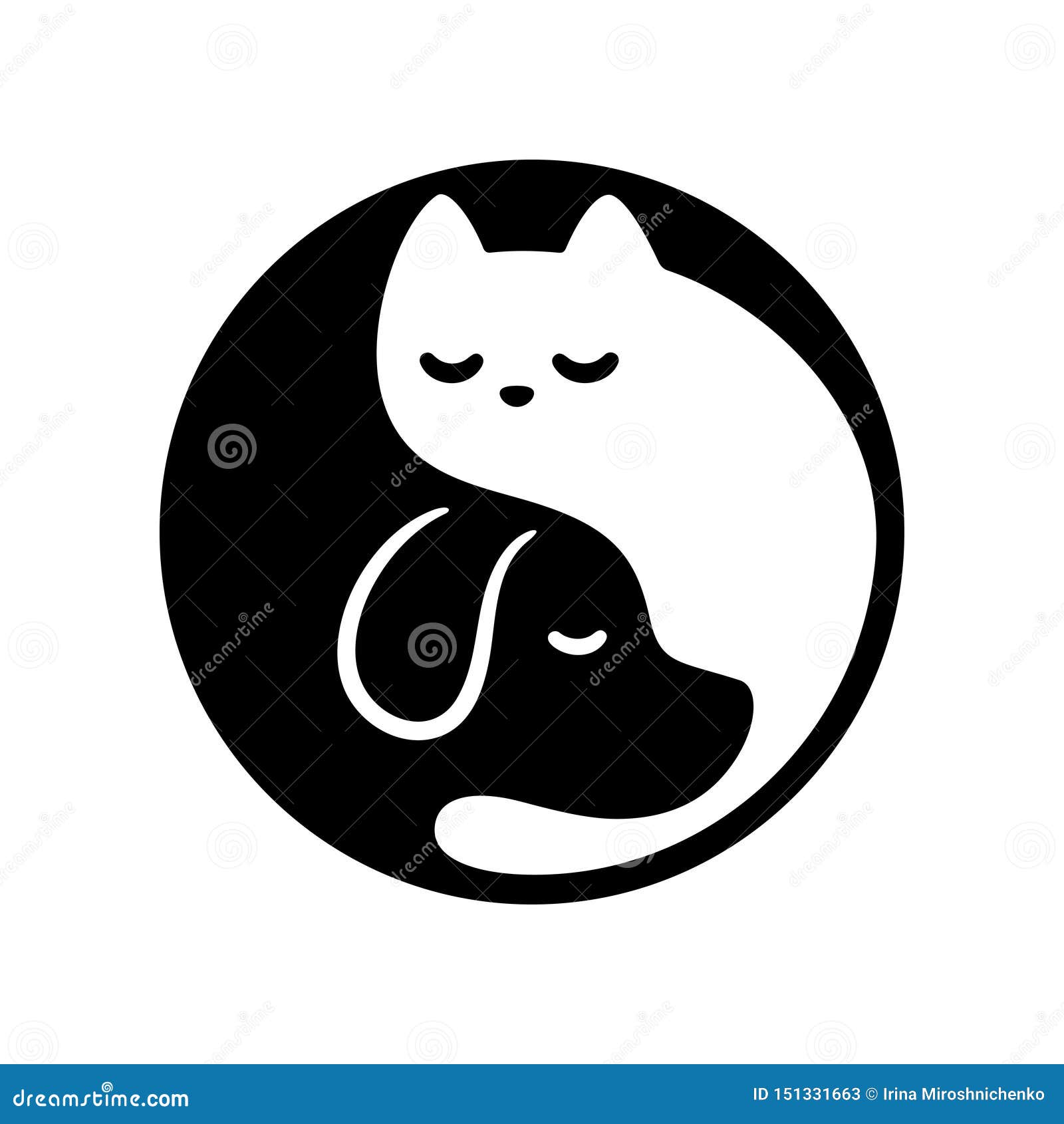 Cat Dog Yin Yang Stock Vector Illustration Of Logo 151331663