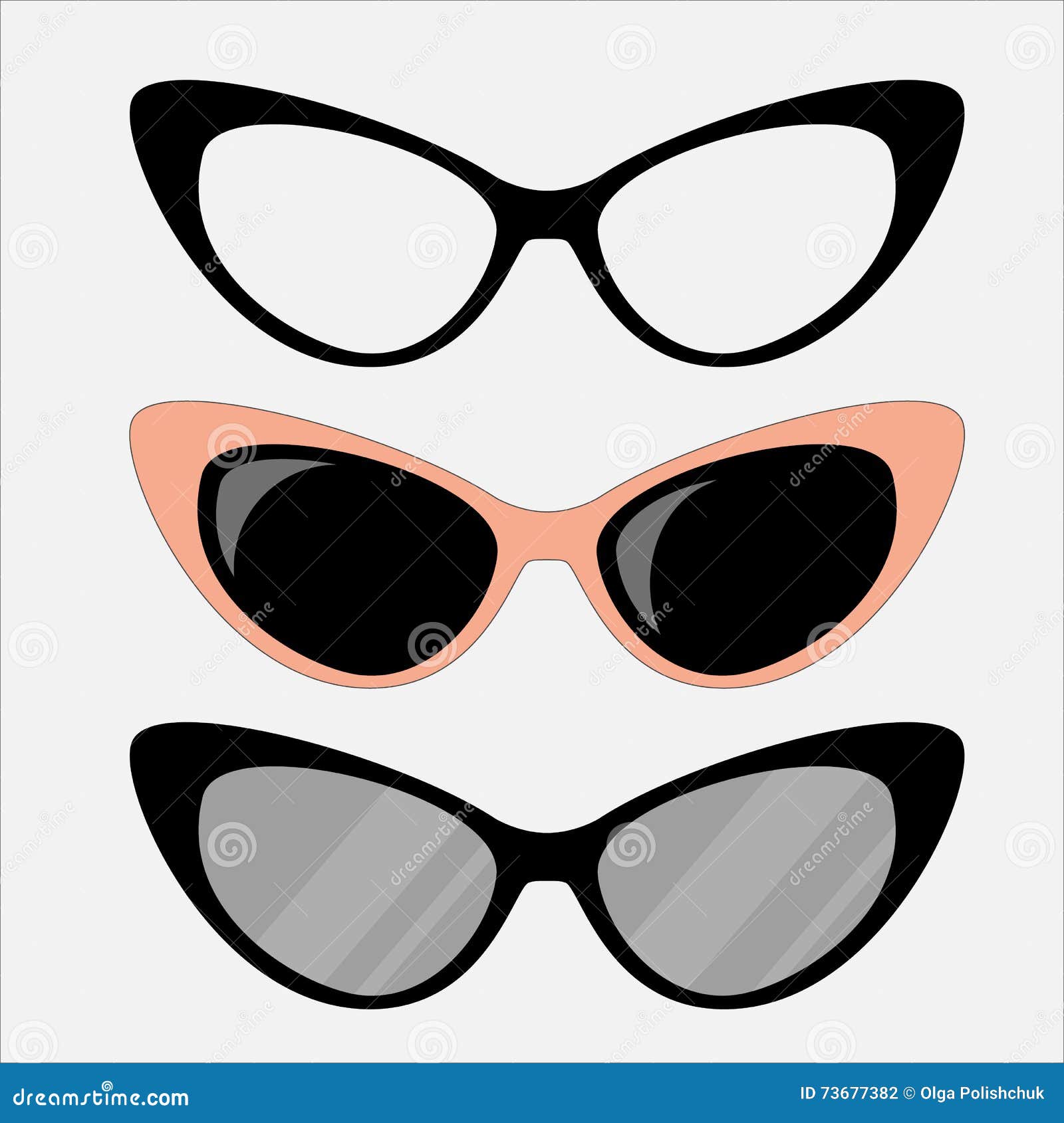 Cat eyes glasses set stock illustration. Illustration of black 73677382