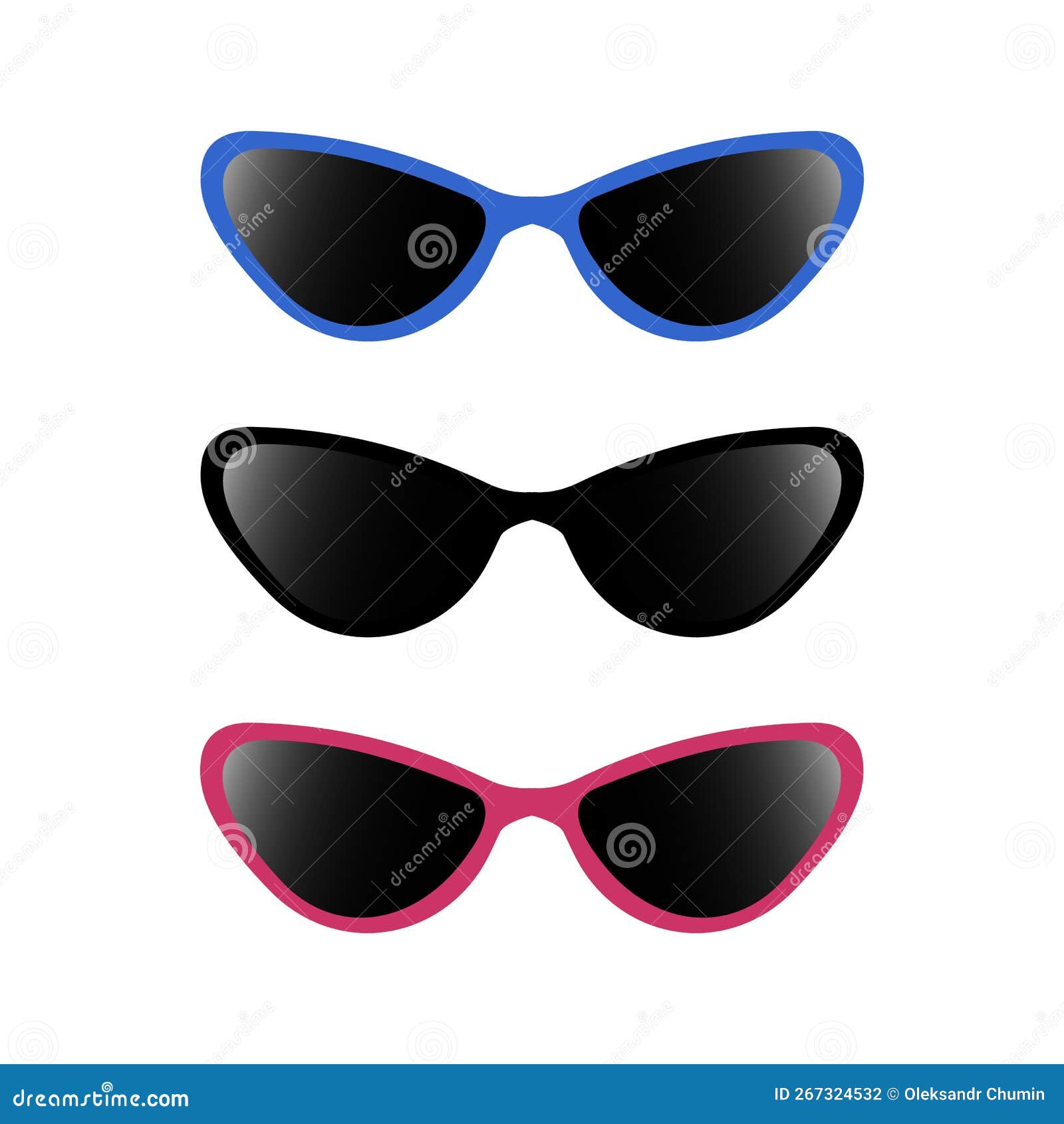 Cat Eyes Glasses Set, Flat Vector Stock Vector Illustration of design