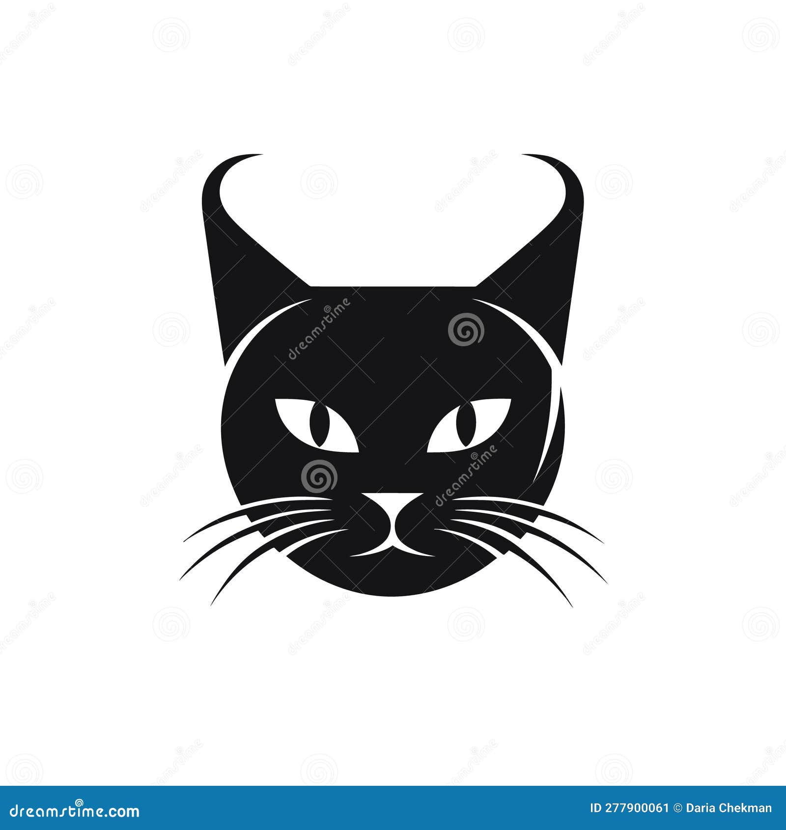 Cat Face. Black Logo on a White Background Stock Vector Illustration