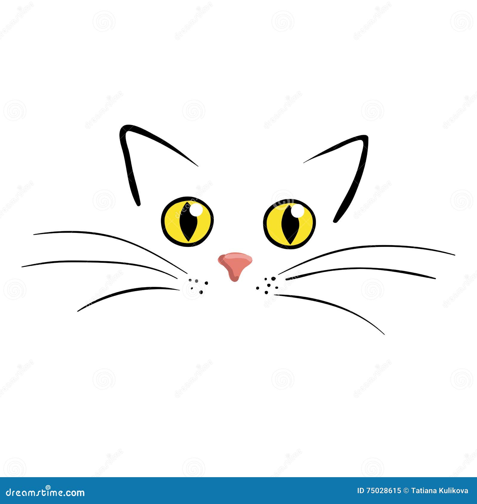 Cute Angry Emoticon Cat on White Background. Isolated Vector Illustration Stock Vector