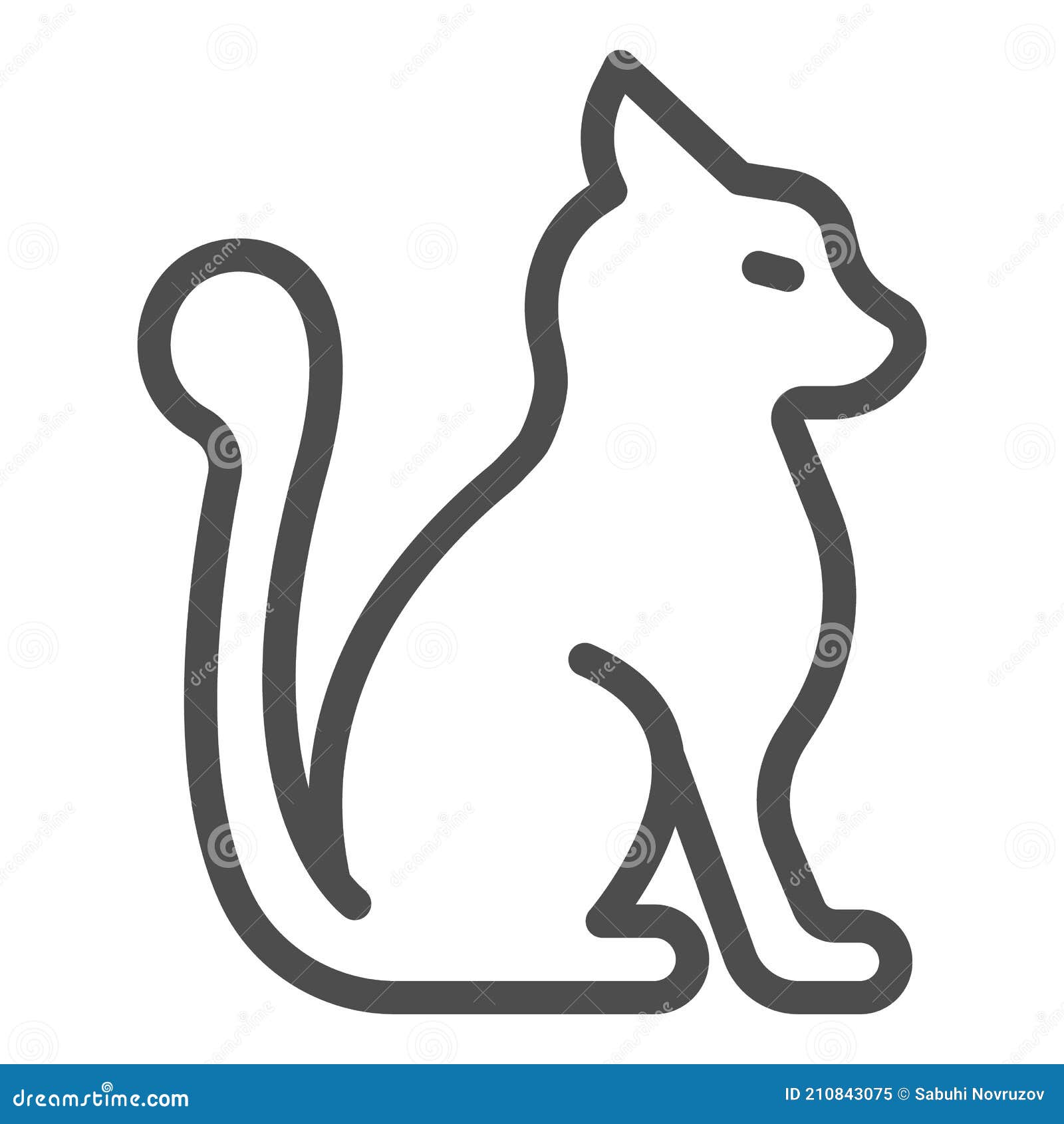 Angry black cat thin line icon, halloween concept, hissing cat sign on  white background, scared cat with arched back icon in outline style for  mobile concept and web design. Vector graphics.