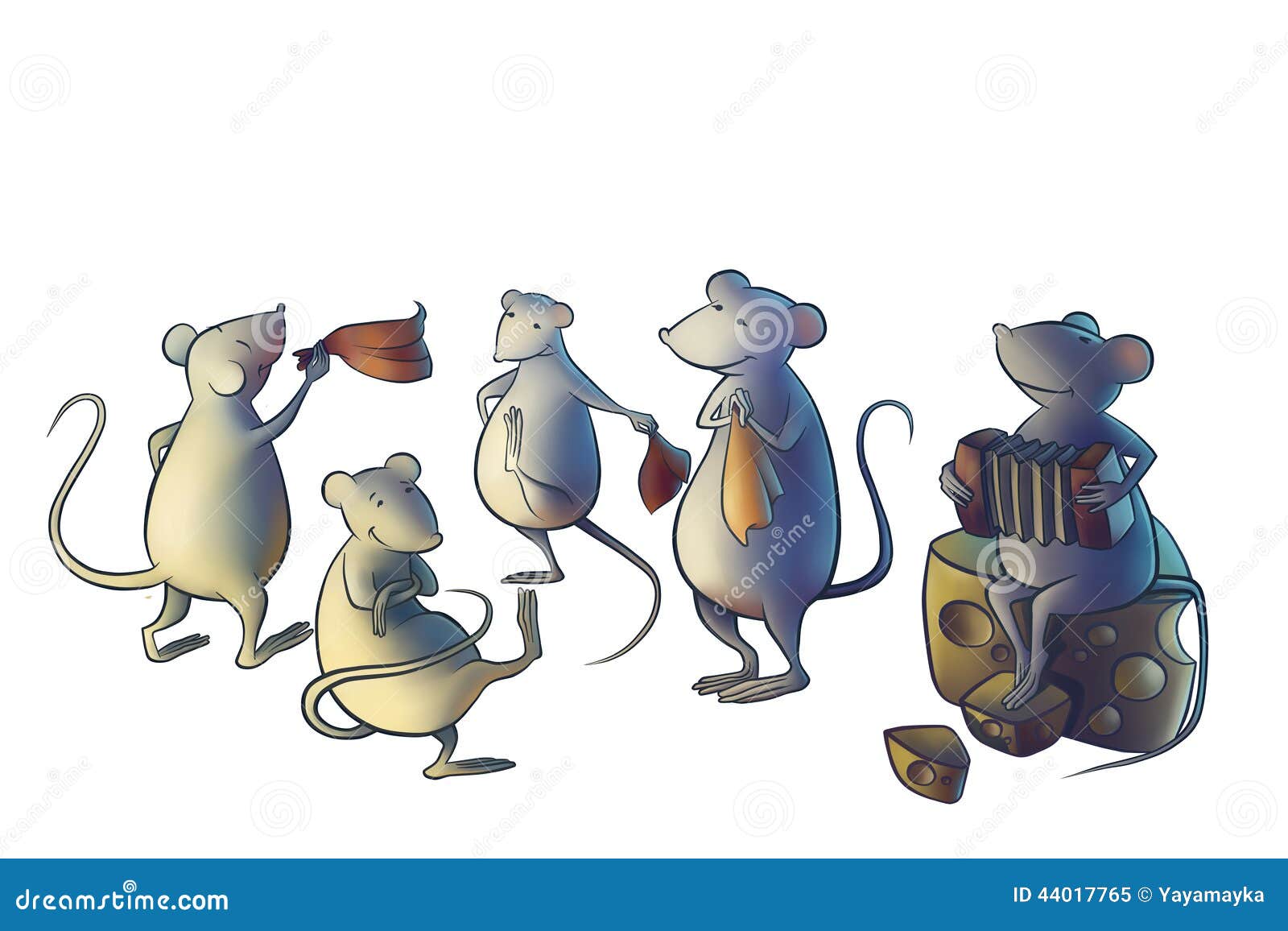 Cat Gone from Home, Mice Start Dancing Stock Illustration