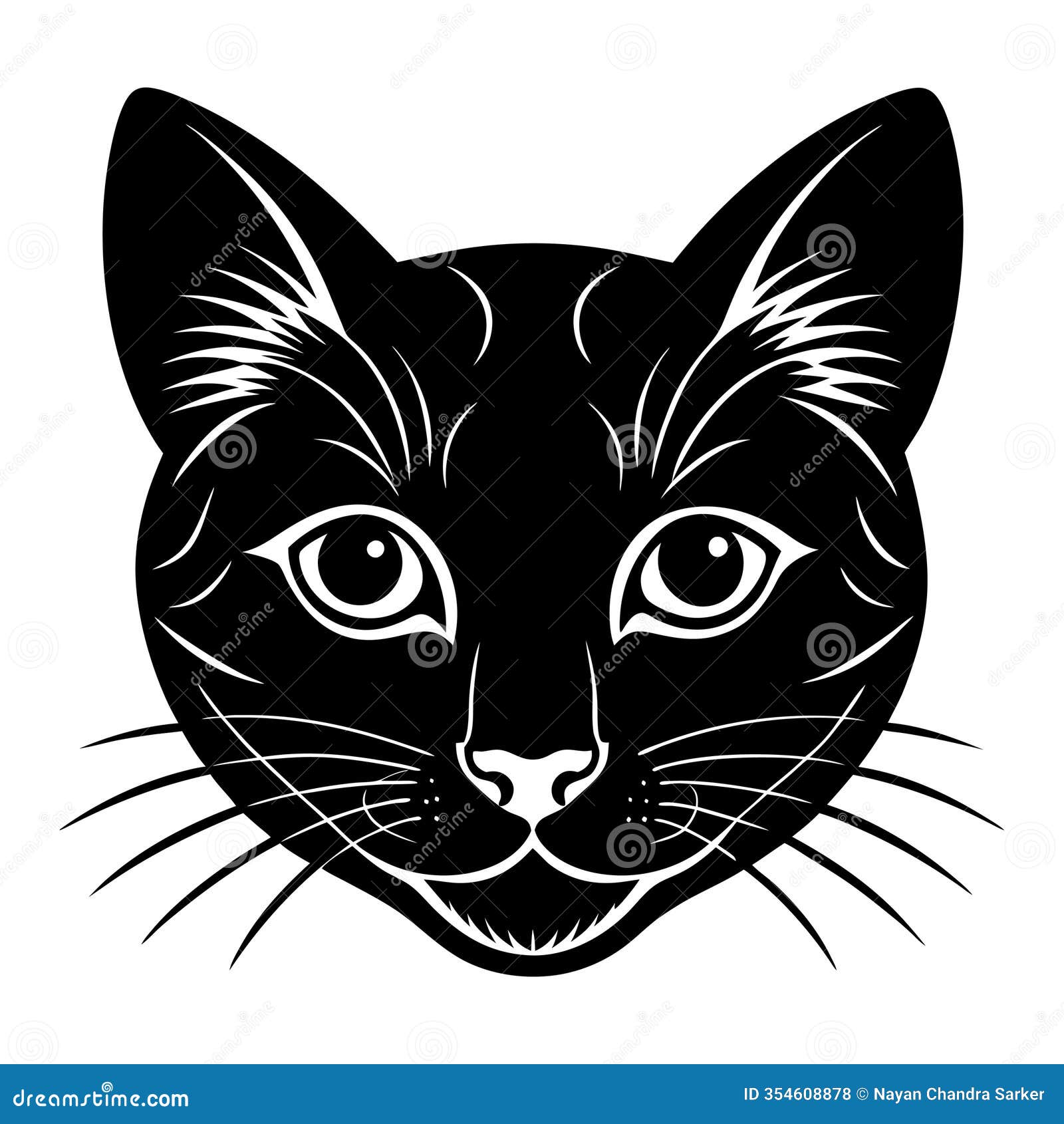 cat head  silhouette art 