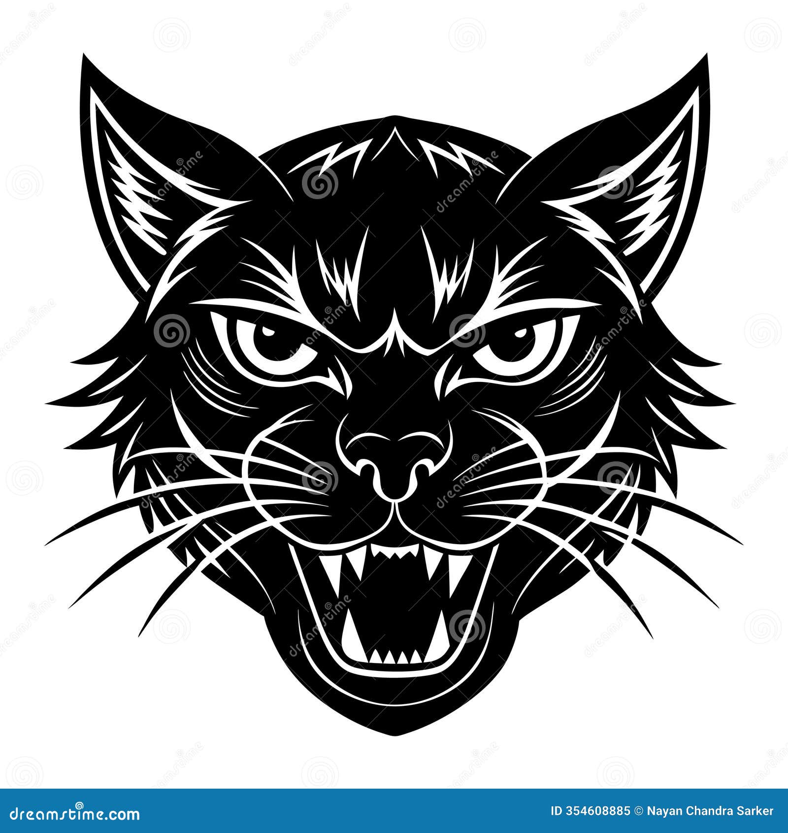 cat head  silhouette art 