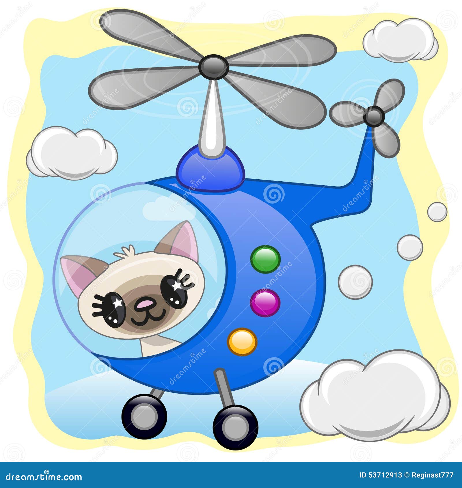 Cat in helicopter stock vector. Illustration of cartoon 53712913