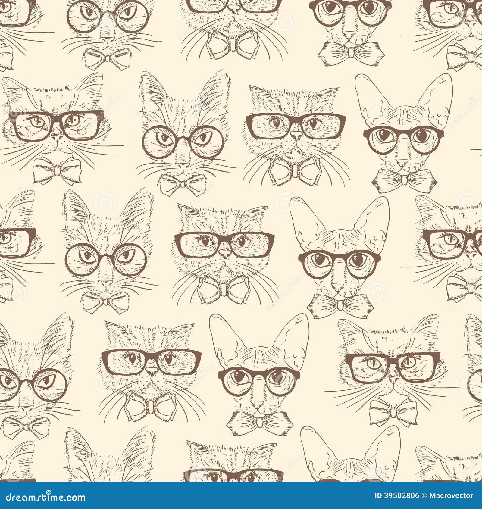 Hipster Cat Pattern