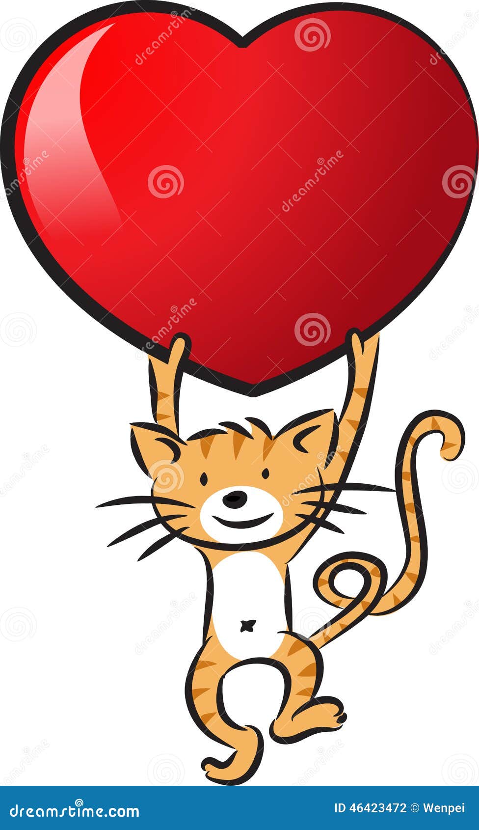 Cat holding a heart shape stock illustration. Illustration of heart