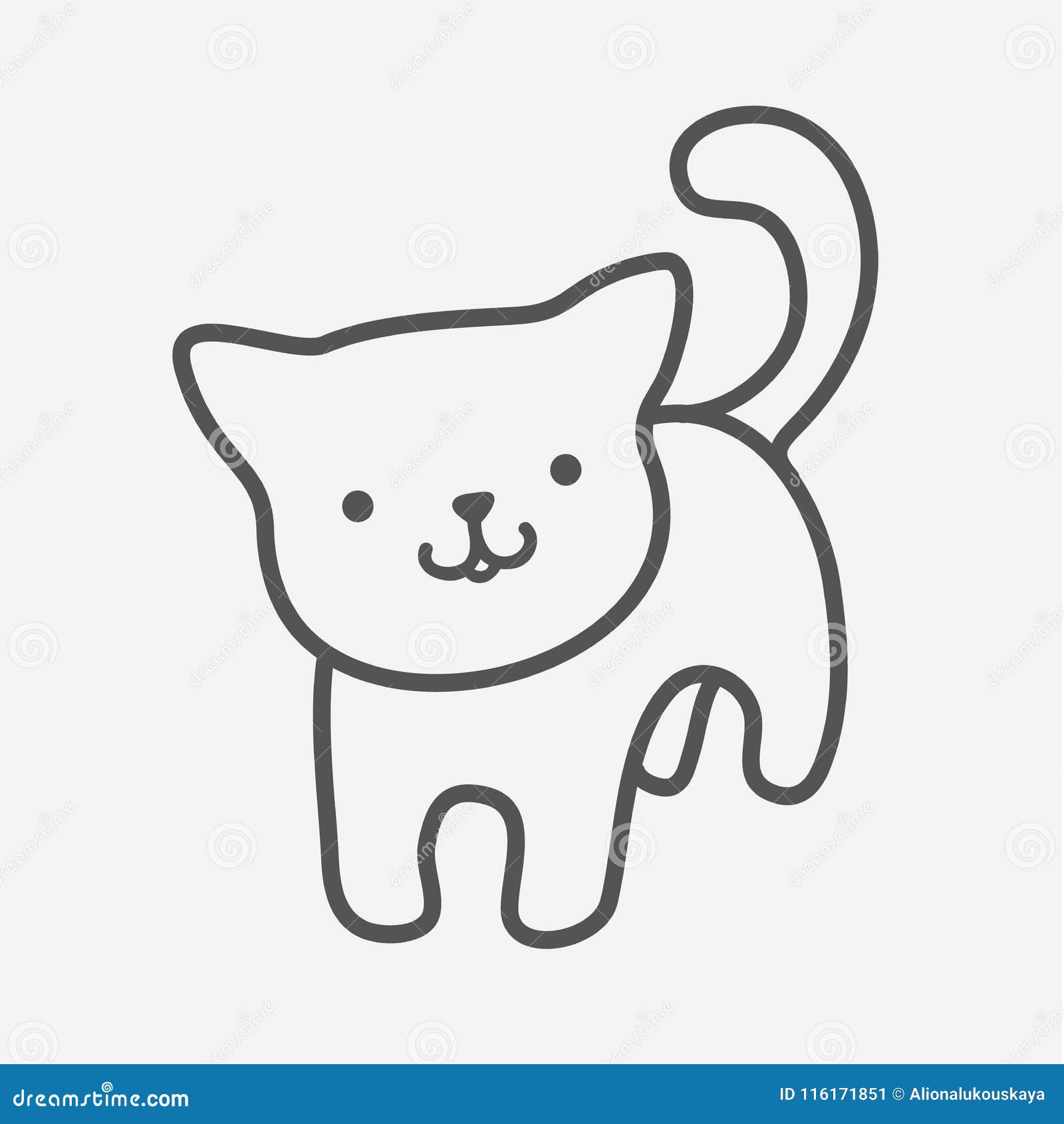 Set Of Cute Cats On White Background, Line Style Icon Vector