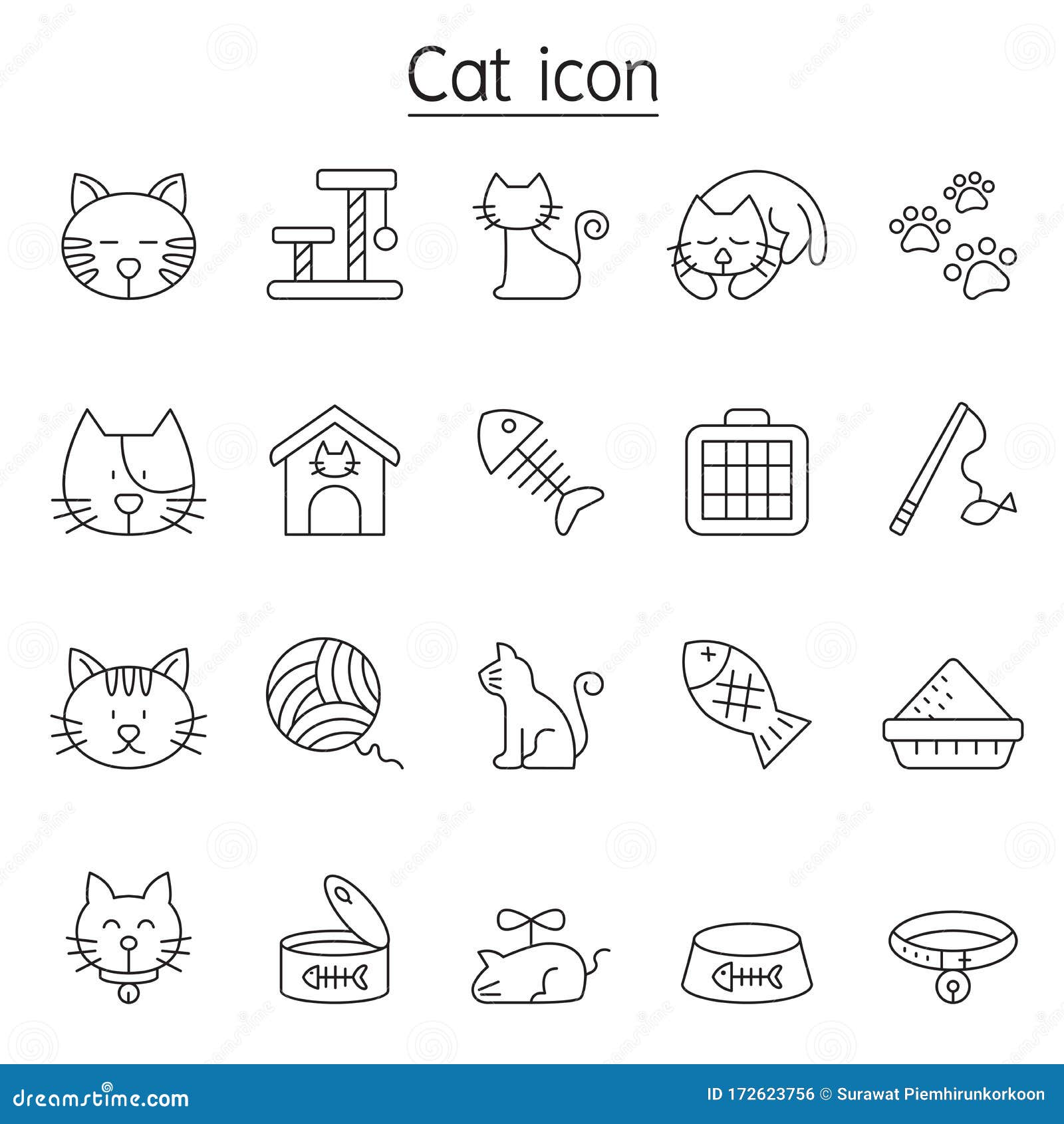 Set of cats icons simple line art style pack Vector Image