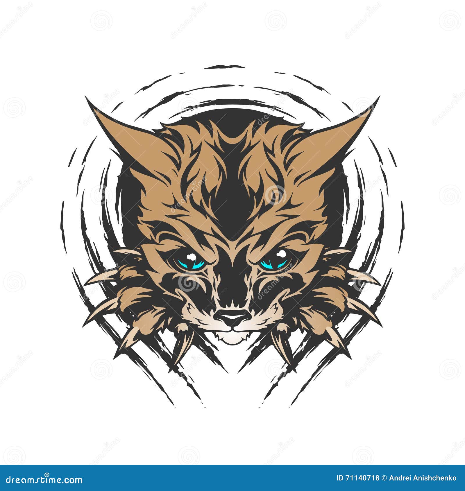 Cat Illustration In Tattoo Style Stock Vector - Illustration of feline