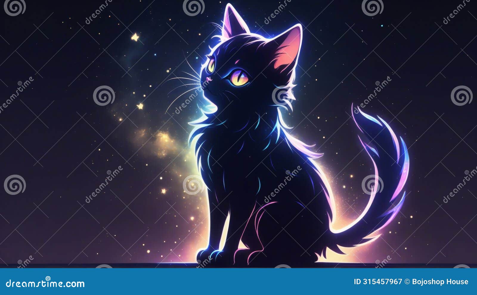cat inmidnight feline serenade under luna's glow