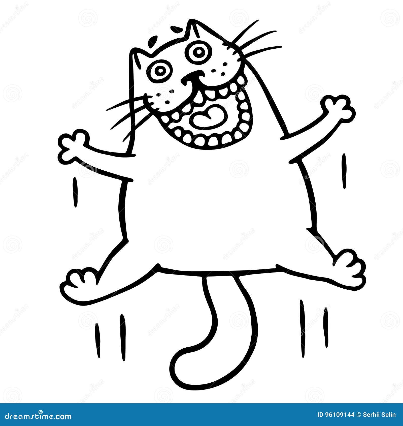 Cat Contour Line Drawing : Cat jumping for joy isolated vector illustration stock